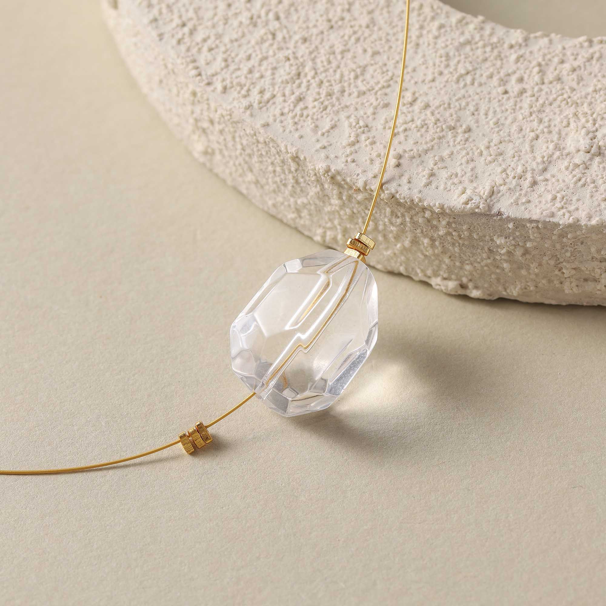The Dawn's Whisper – Minimalist Clear Quartz Necklace