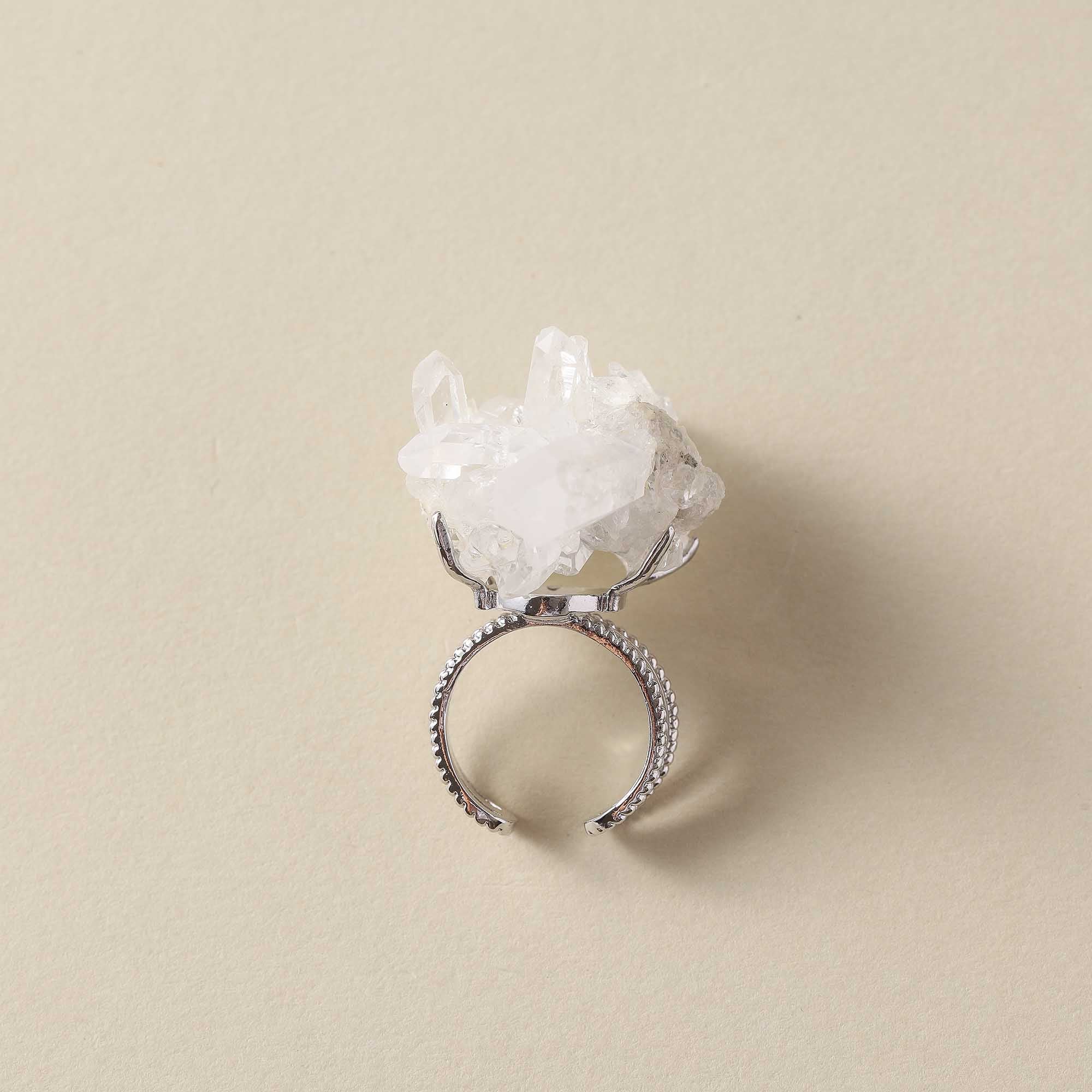 Aurora Wilds – Natural Clear Quartz Cluster Ring