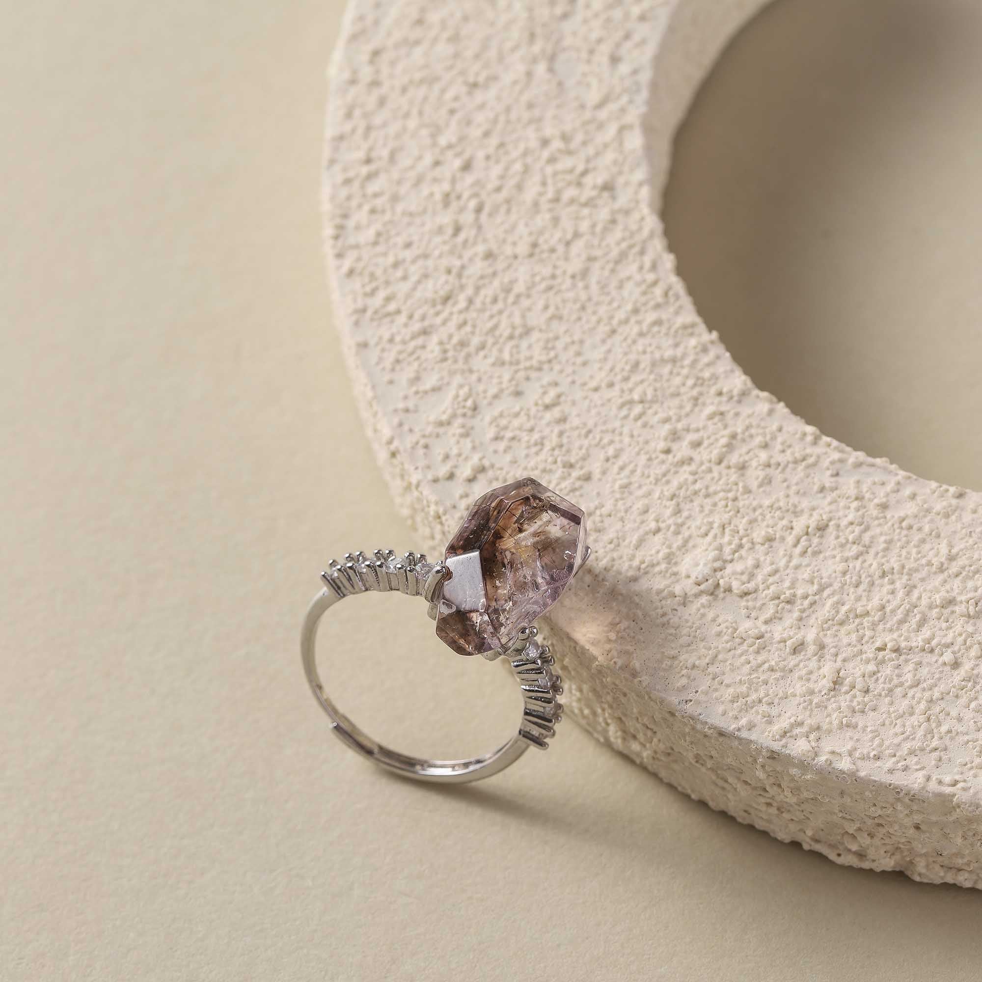 Nocturnal Secrets – Black Super Seven Hair Crystal Ring