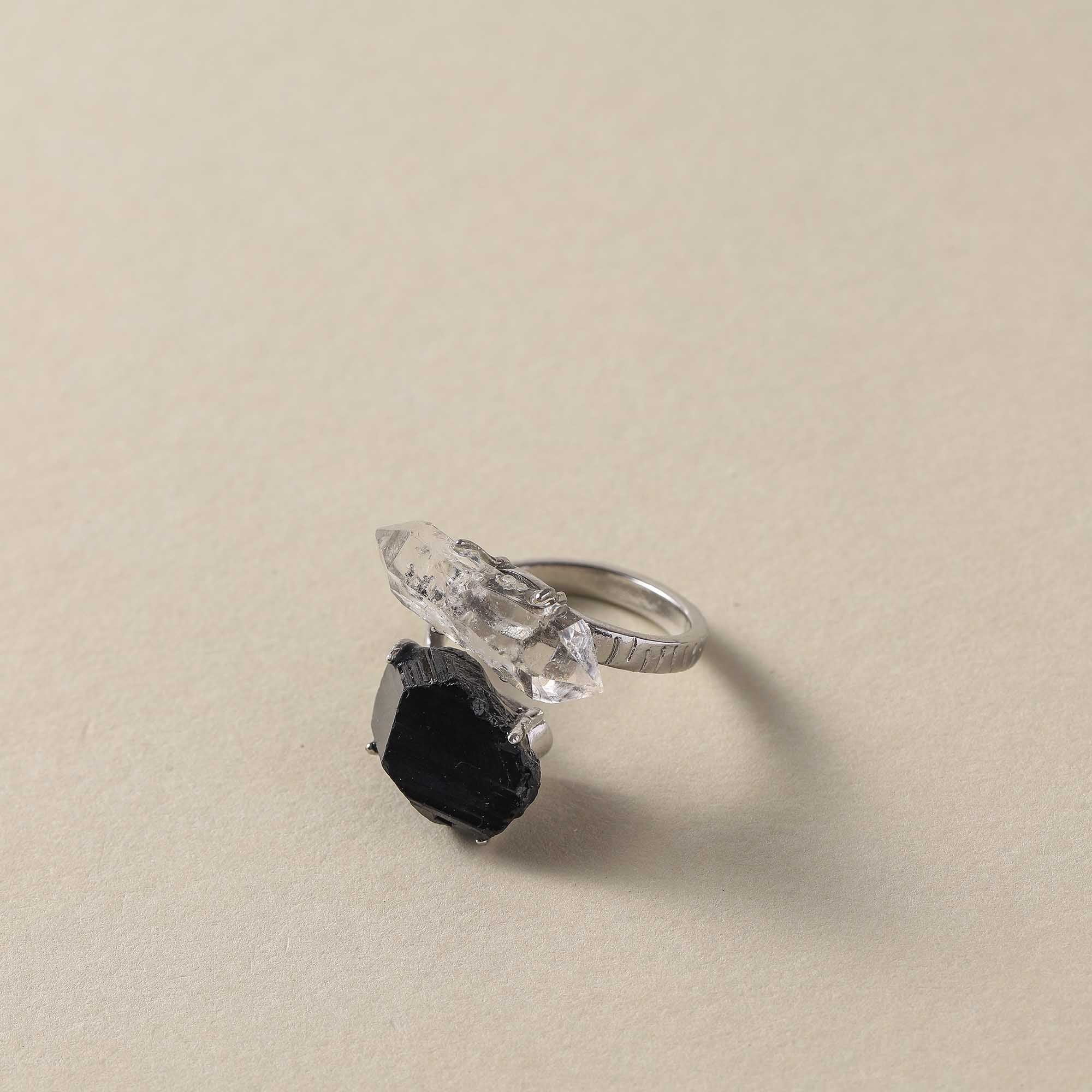 Nightfall Guardian – Black Tourmaline & Twinkle Diamond Dual Energy Ring
