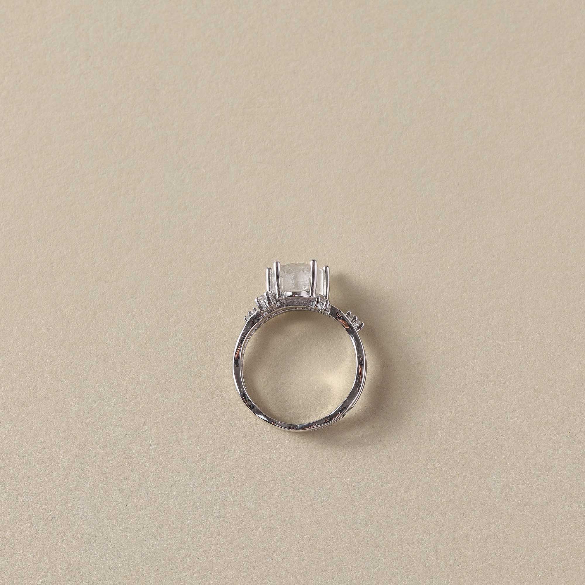Lunar Serenity – Triangular Moonstone Ring