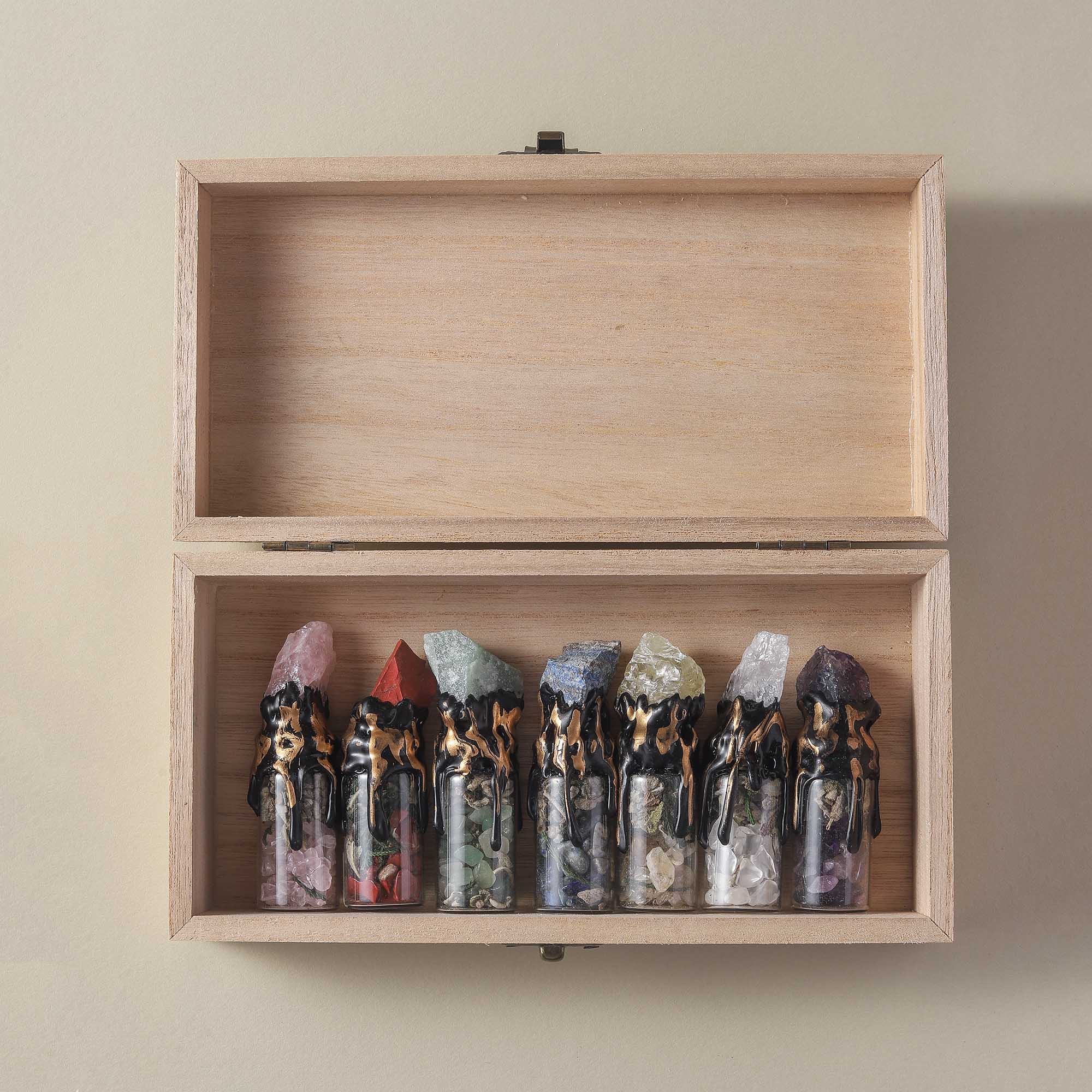 Seven-Colored Guardian – Crystal Blessing Bottle Set