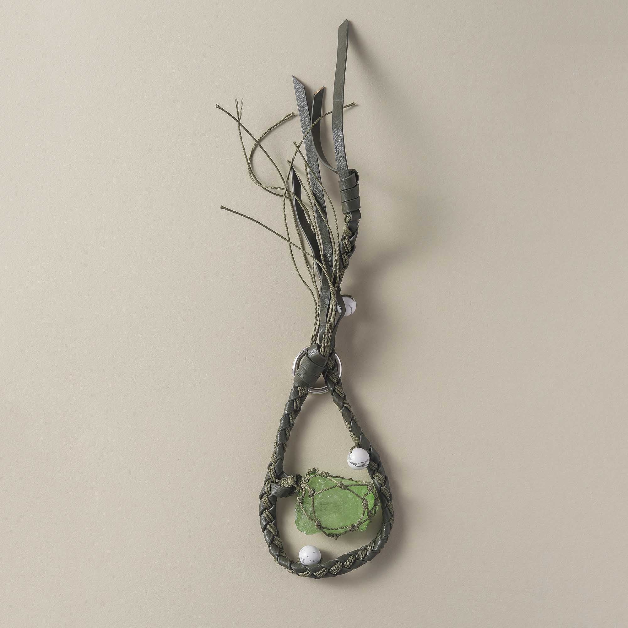 Moonlit Forest – Raw Green Quartz Bag Pendant