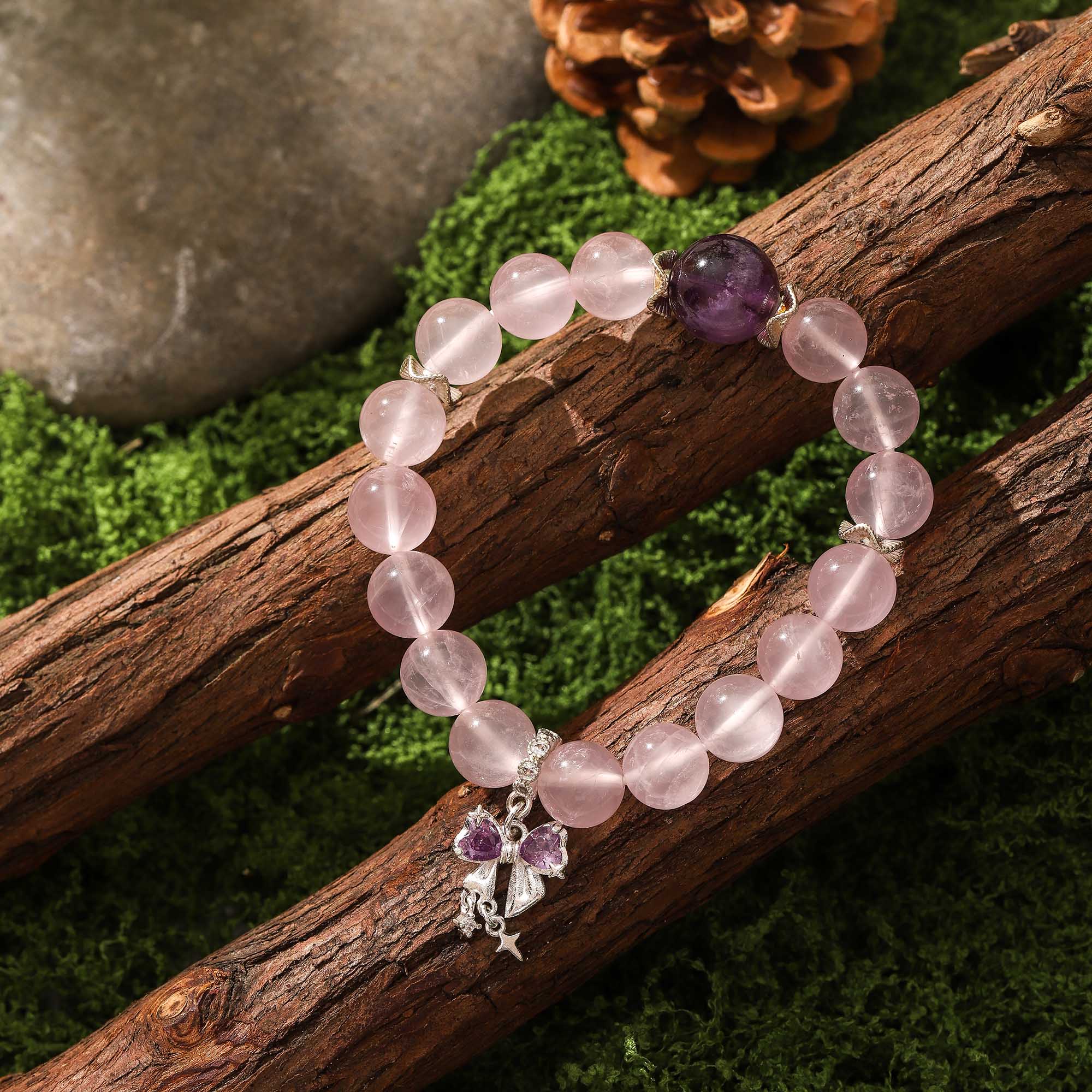 Moonlit Petals – Amethyst Accent Bracelet