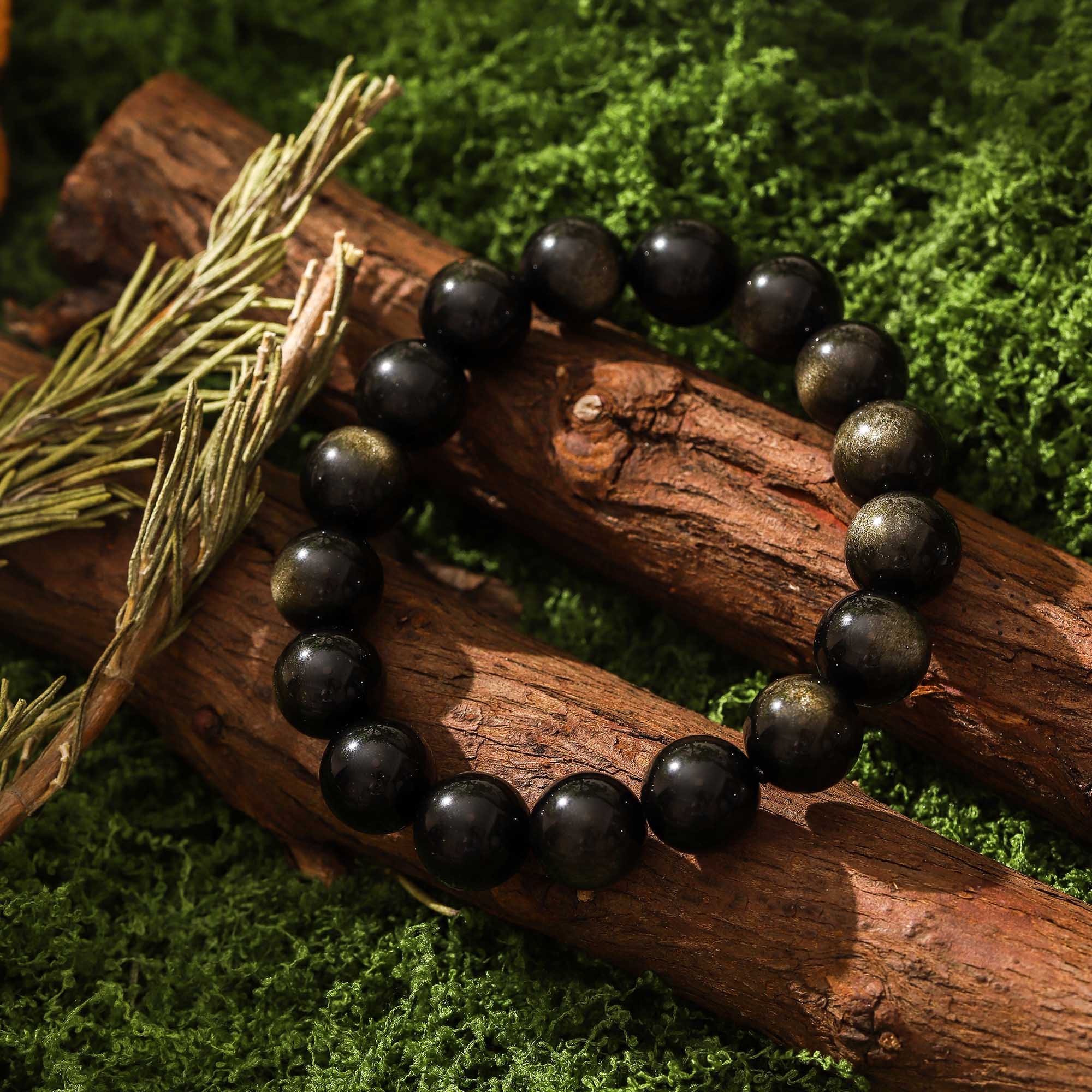 Nightfall – Goldstone & Obsidian Bracelet