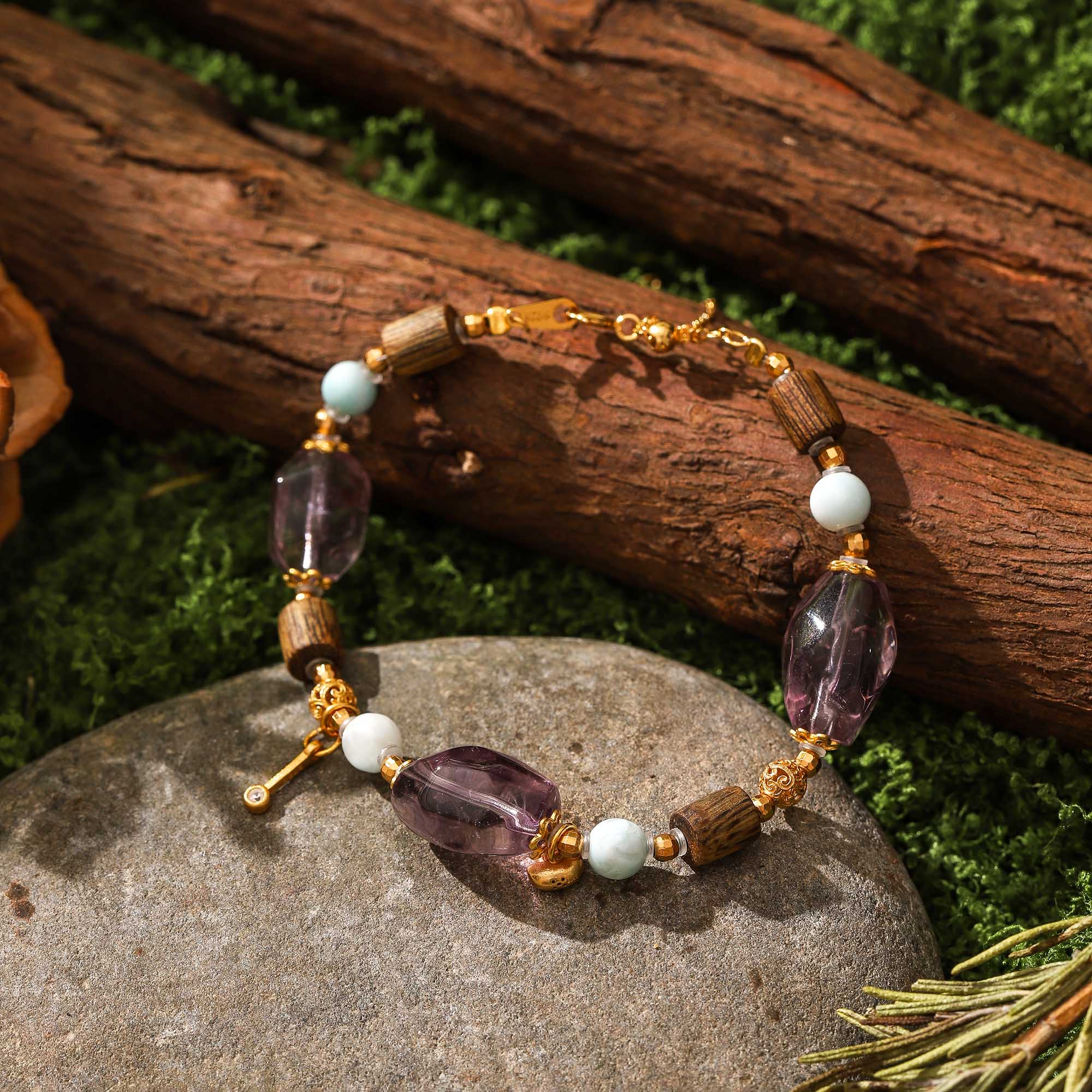 Forest Whisper – Amethyst, Green Kyara & Ocean Jasper Bracelet