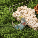 Moonlight Dreamweaver – Blue Crystal Crescent Pendant