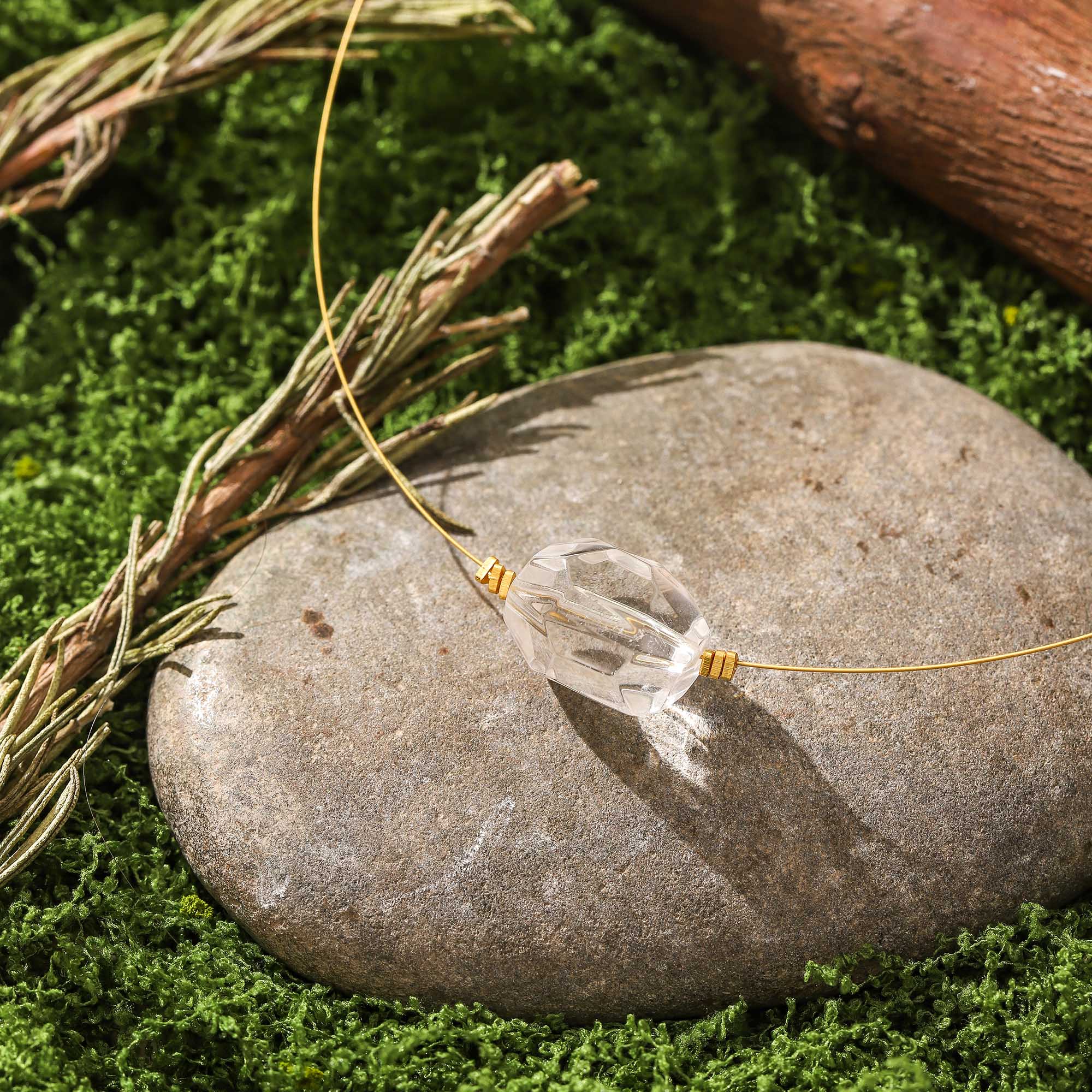 The Dawn's Whisper – Minimalist Clear Quartz Necklace