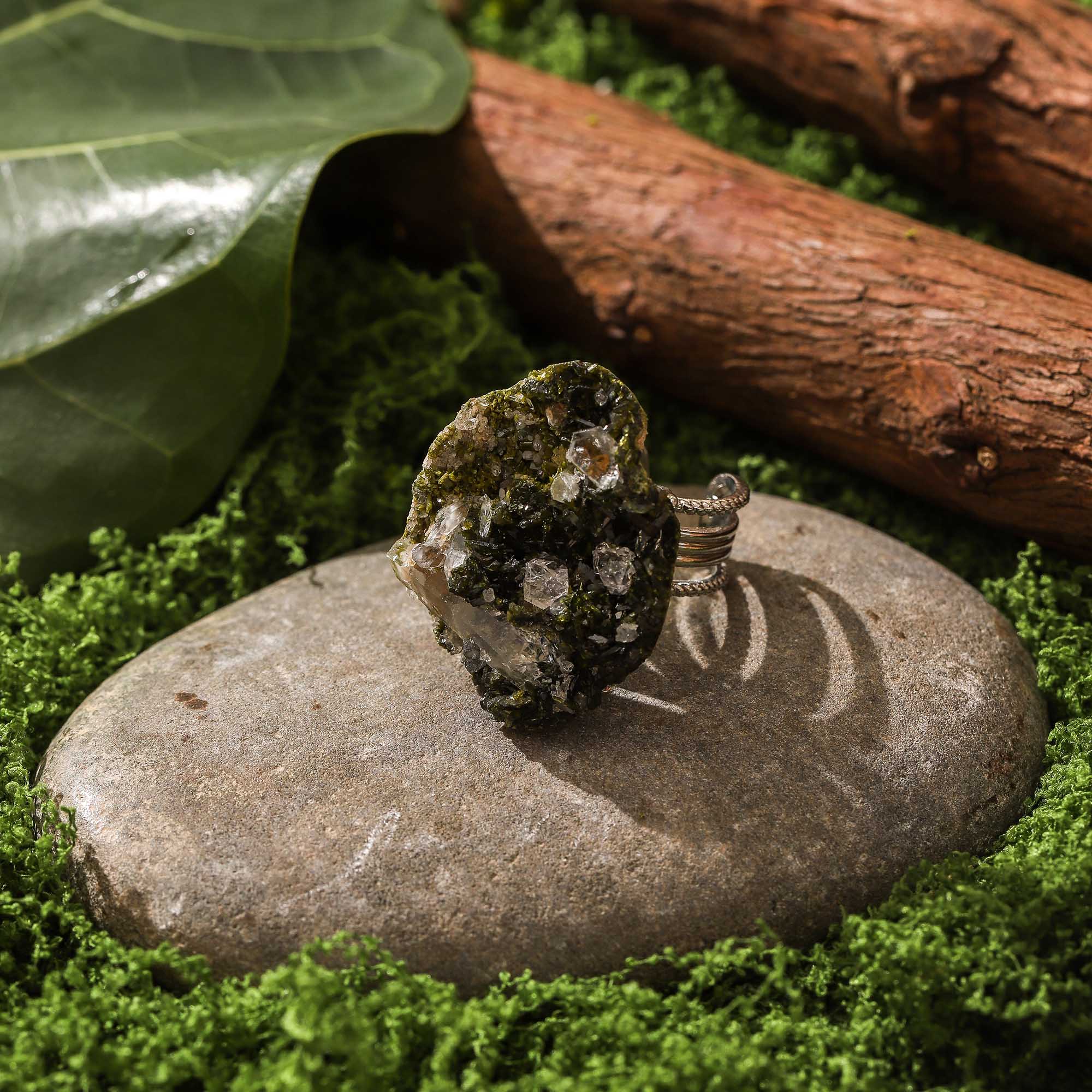 Whisper of the Green – Natural Green Fluorite Ring