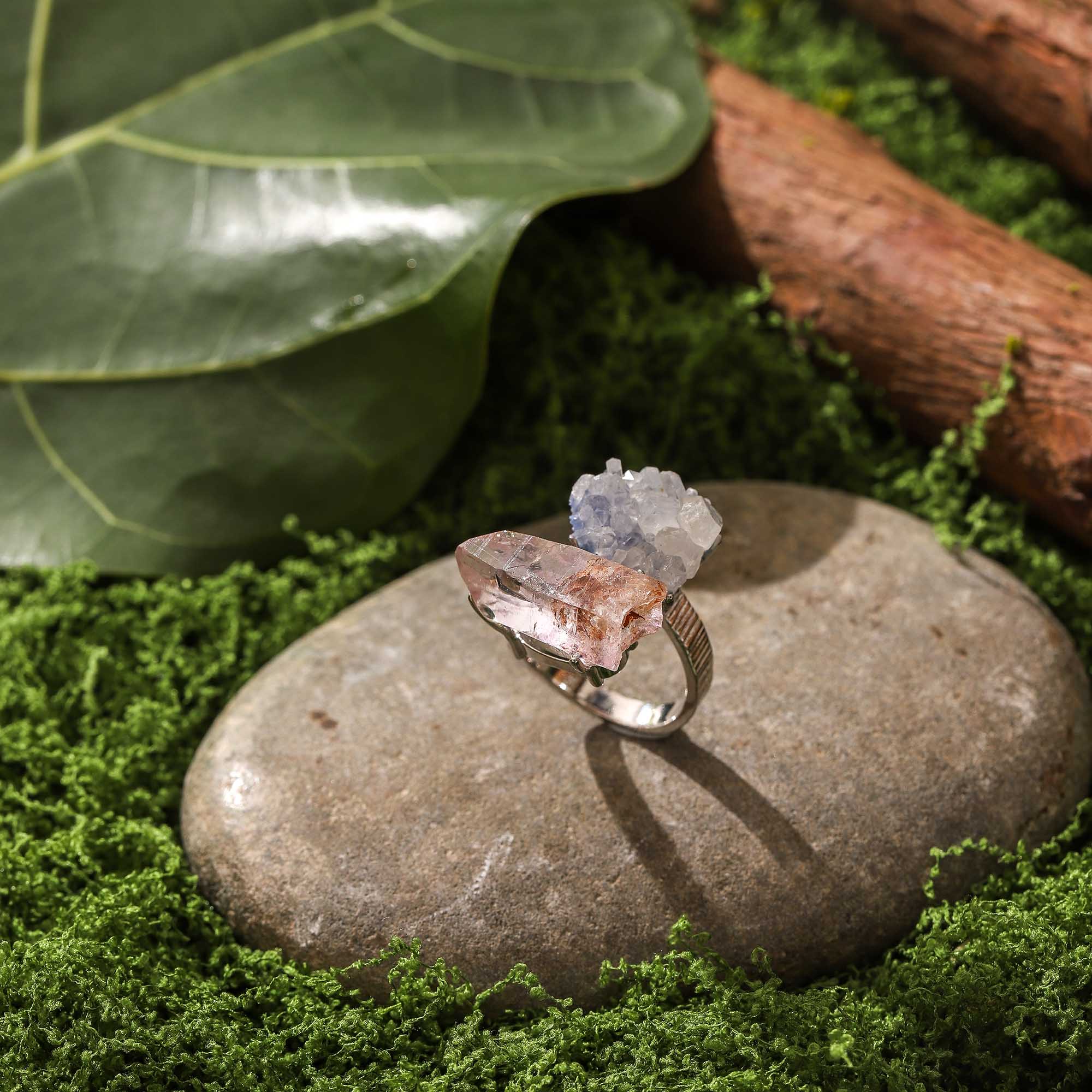 Stellar Nexus – Blue Line Stone & Purple Bone Ring