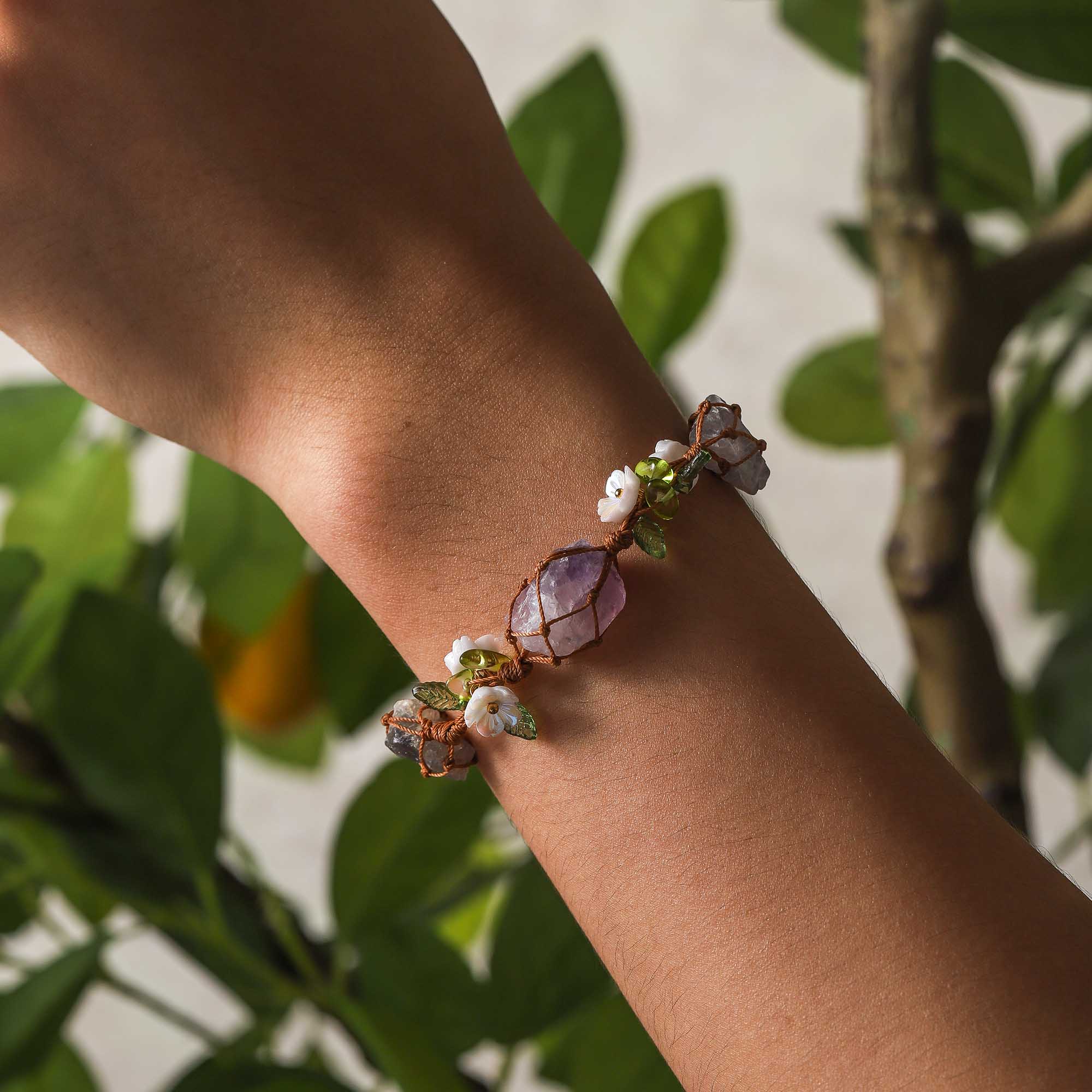 Whispers of the Forest – Amethyst Vine Woven Bracelet