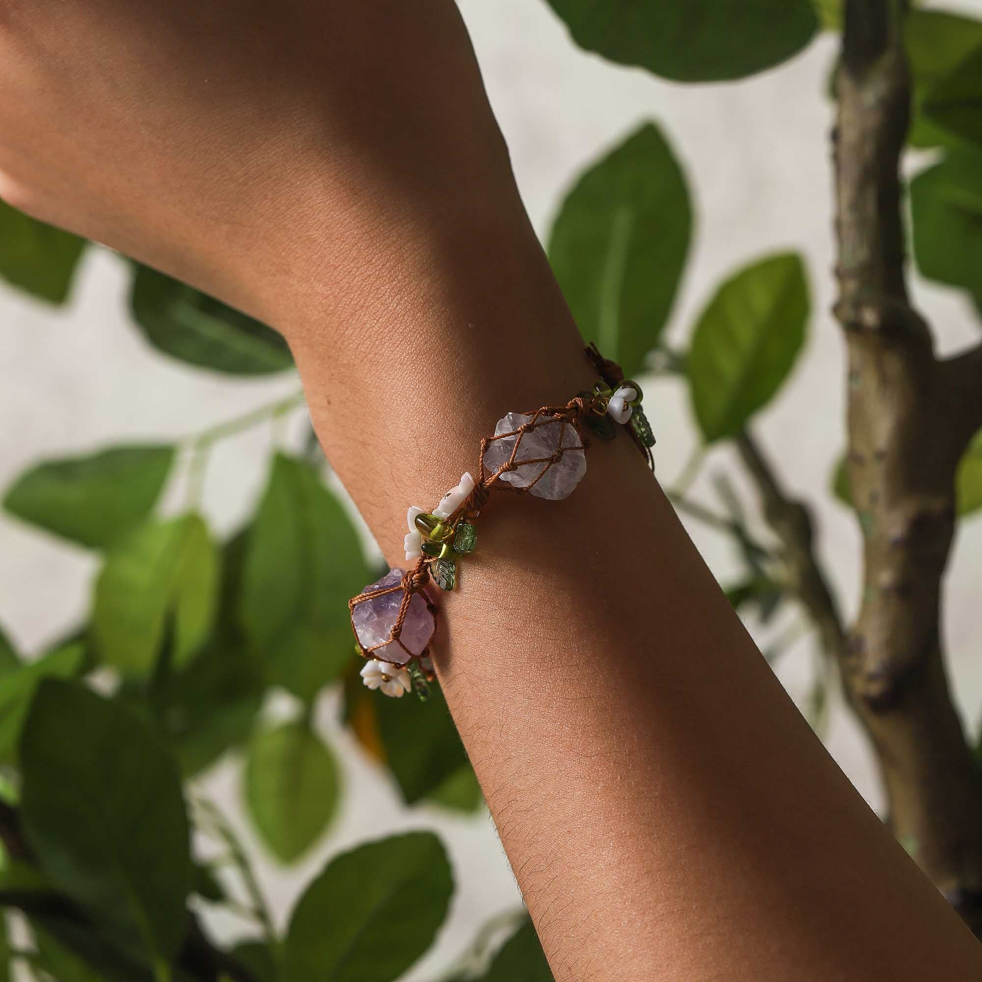 Whispers of the Forest – Amethyst Vine Woven Bracelet