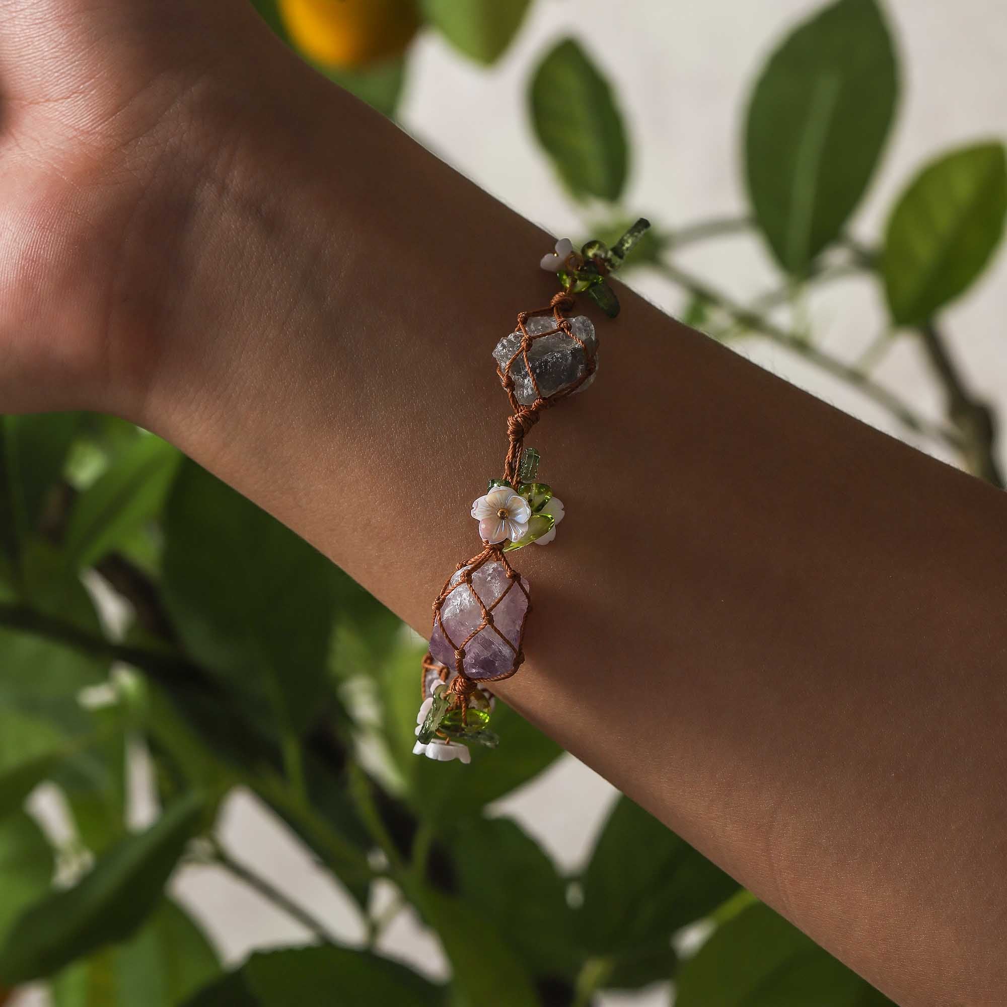 Whispers of the Forest – Amethyst Vine Woven Bracelet
