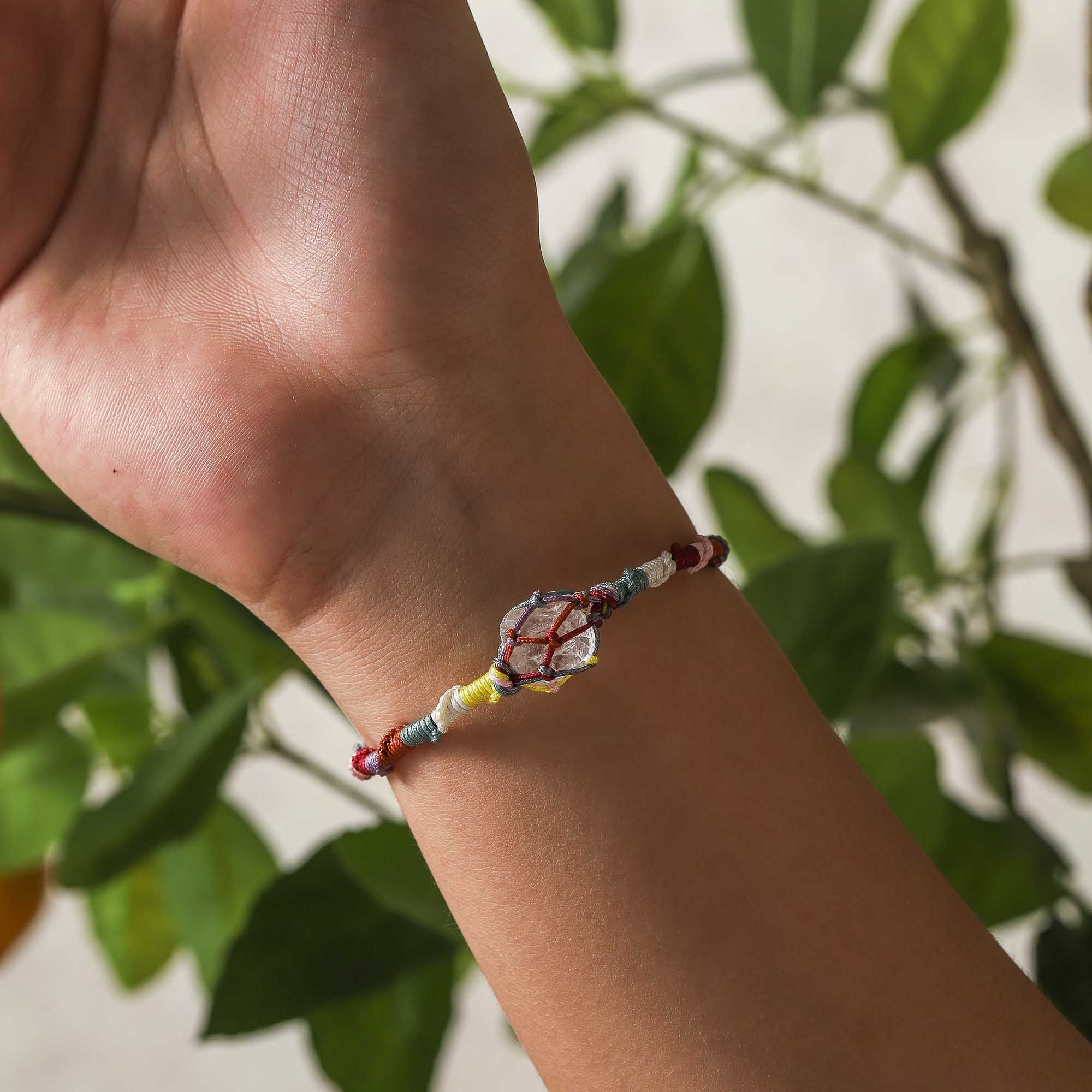 Five Elements Guardian – Multicolor Woven White Quartz Bracelet