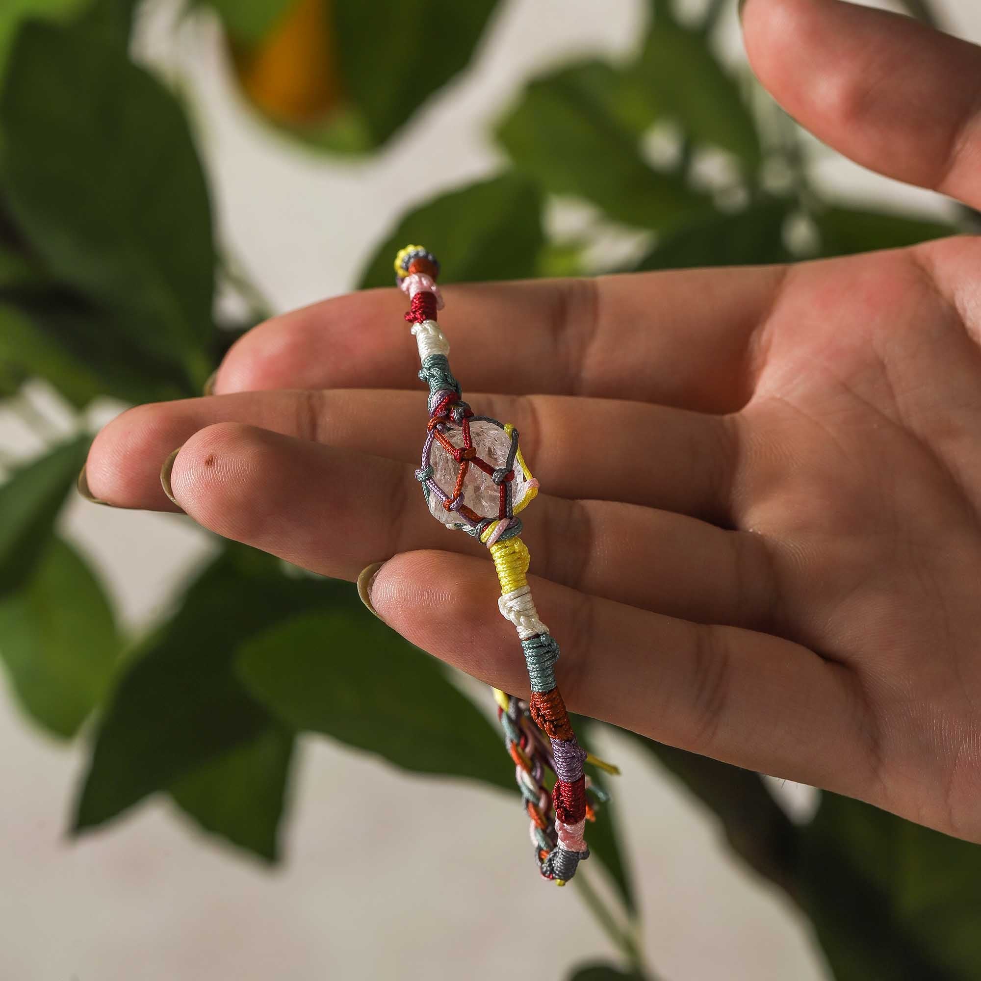 Five Elements Guardian – Multicolor Woven White Quartz Bracelet