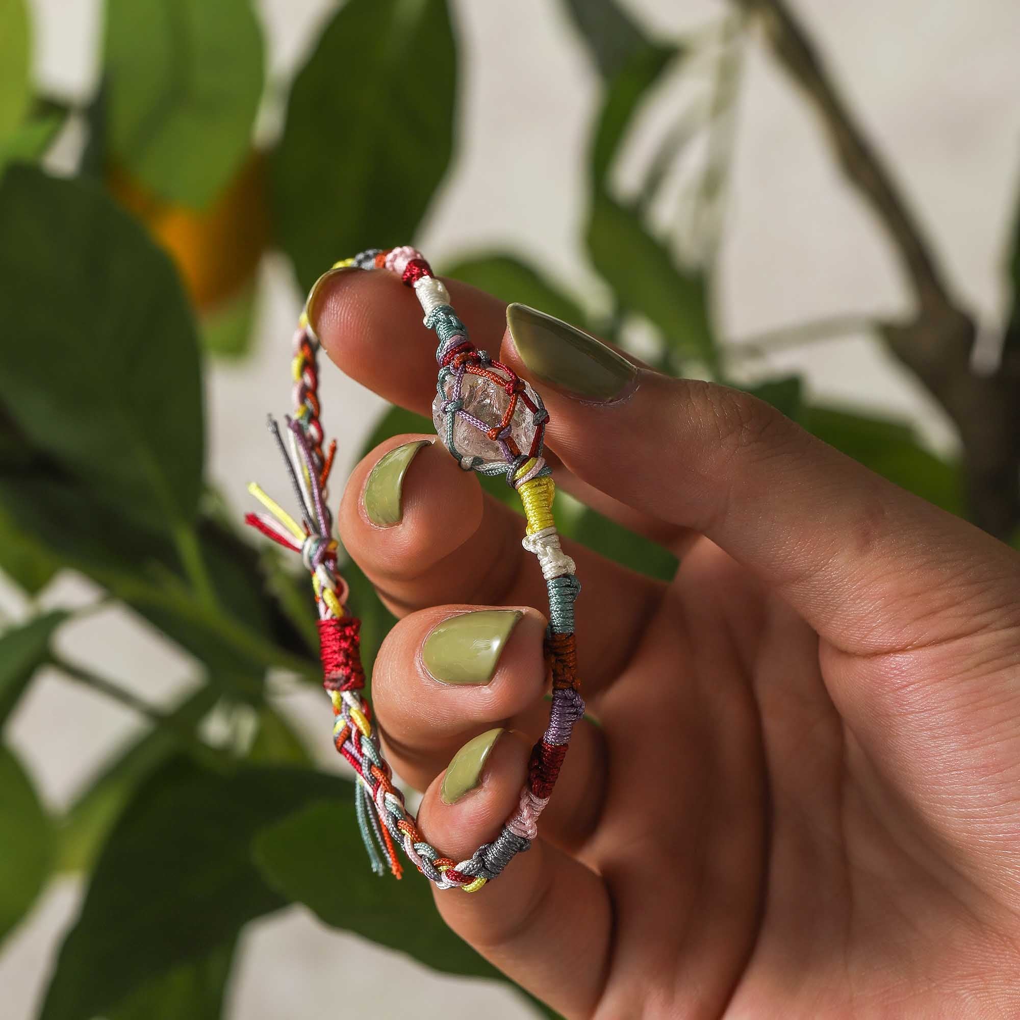Five Elements Guardian – Multicolor Woven White Quartz Bracelet