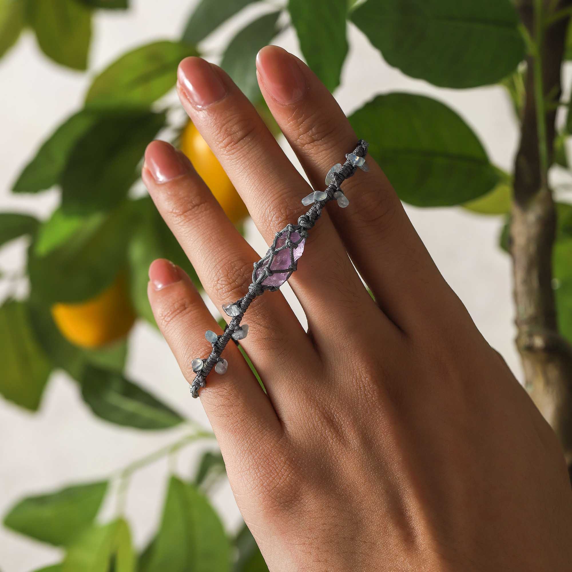 Song of the Sea – Amethyst & Aquamarine Woven Bracelet