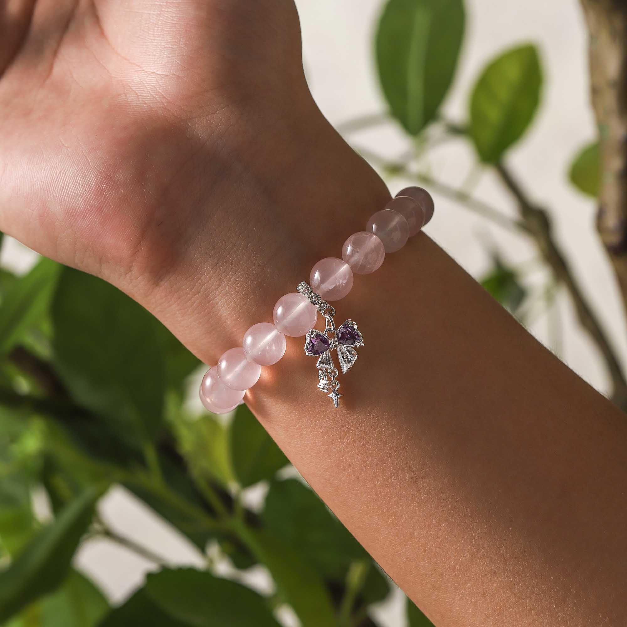 Moonlit Petals – Amethyst Accent Bracelet