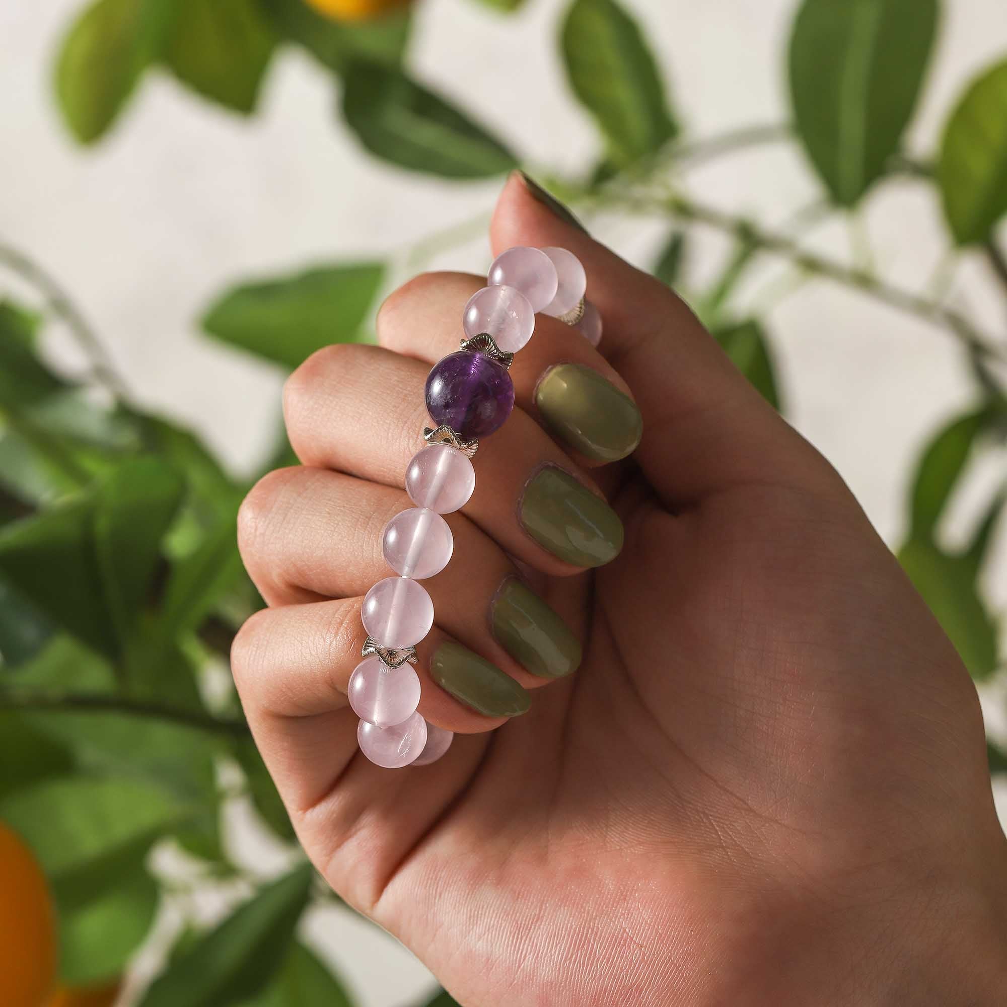Moonlit Petals – Amethyst Accent Bracelet