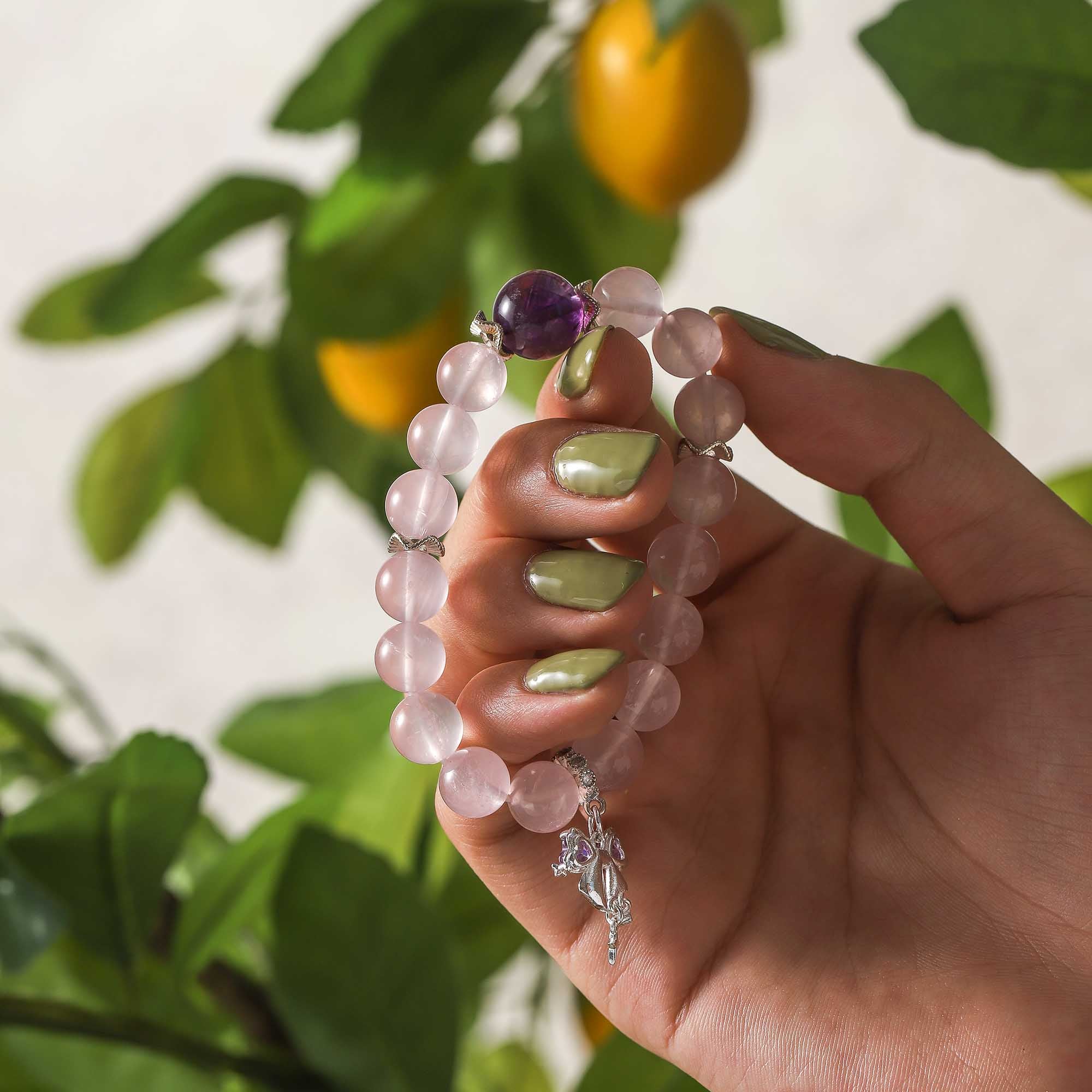 Moonlit Petals – Amethyst Accent Bracelet