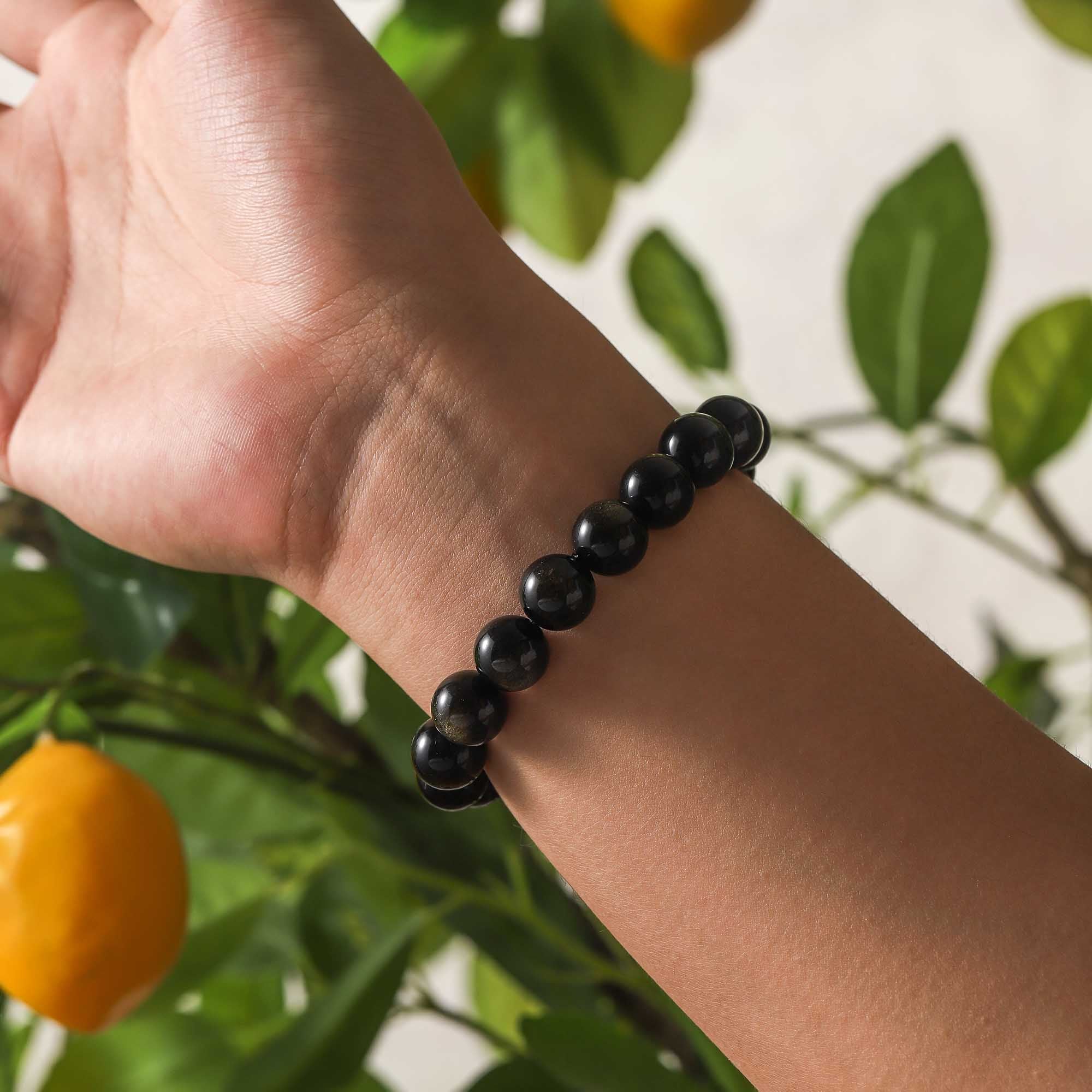 Nightfall – Goldstone & Obsidian Bracelet