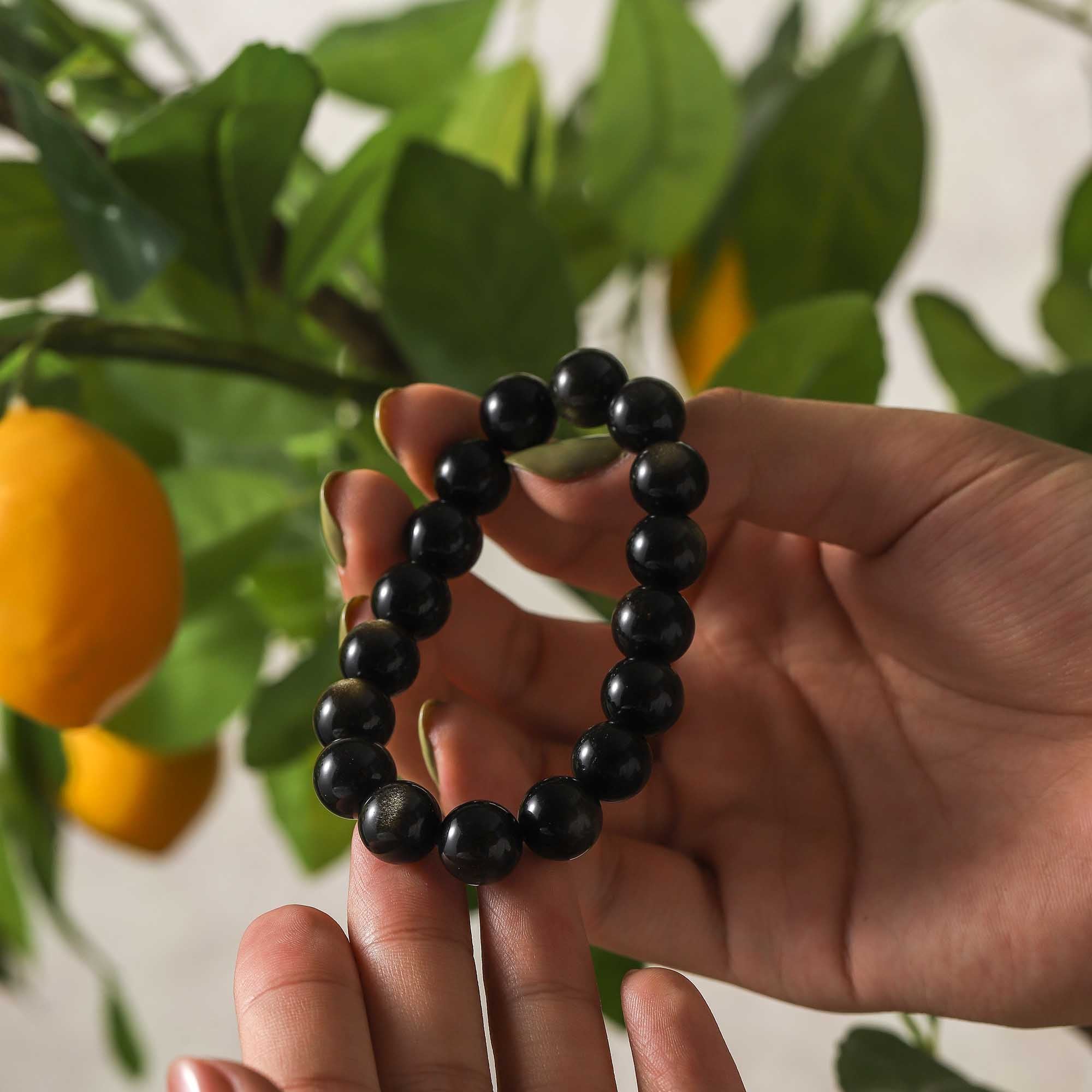 Nightfall – Goldstone & Obsidian Bracelet