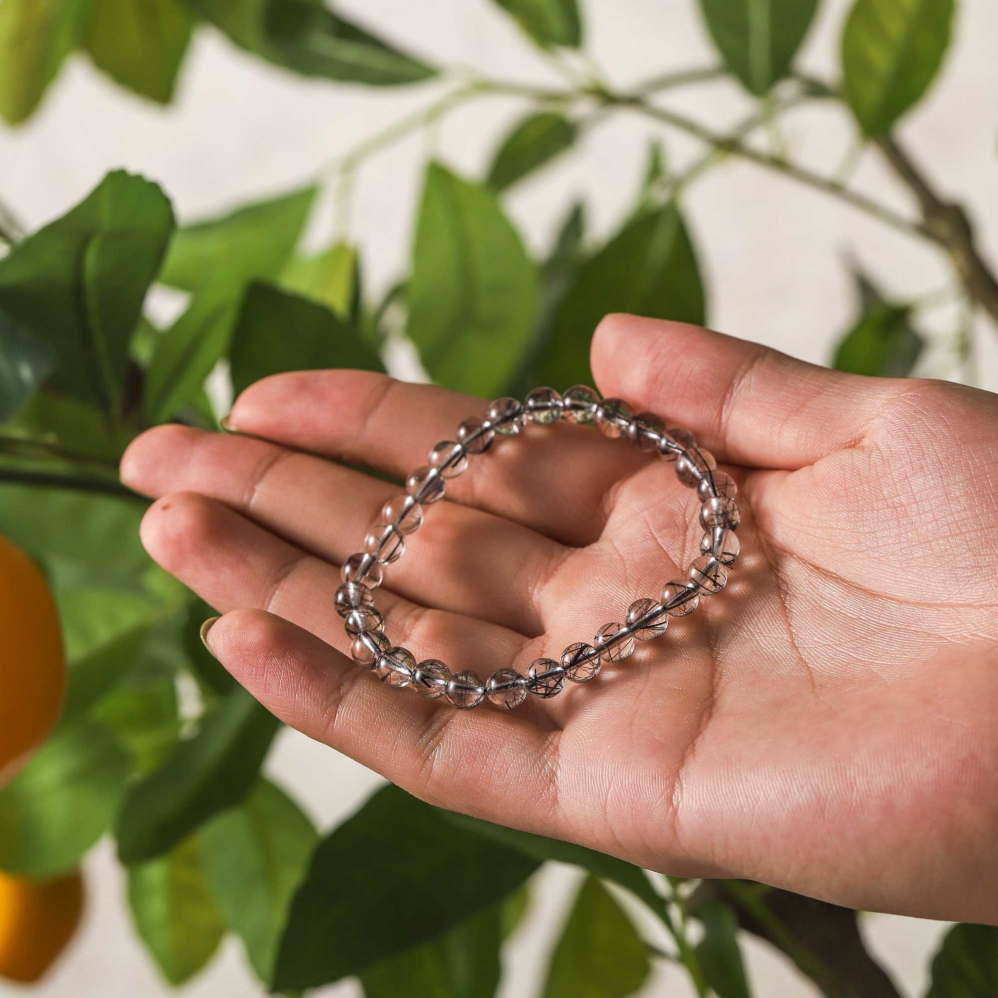 Stellar Shadow – Black Rutilated Quartz Bracelet