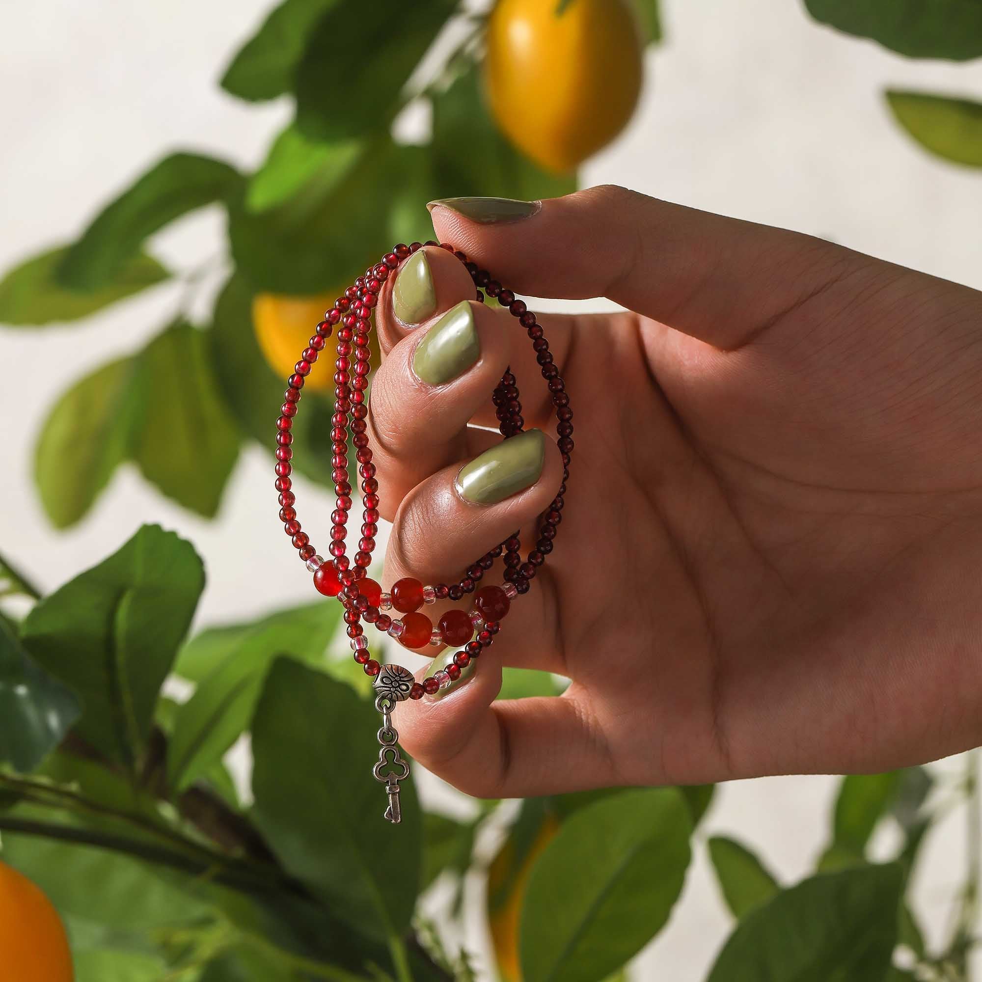 Key of Shadow — Garnet & Red Agate Multi-Layer Bracelet