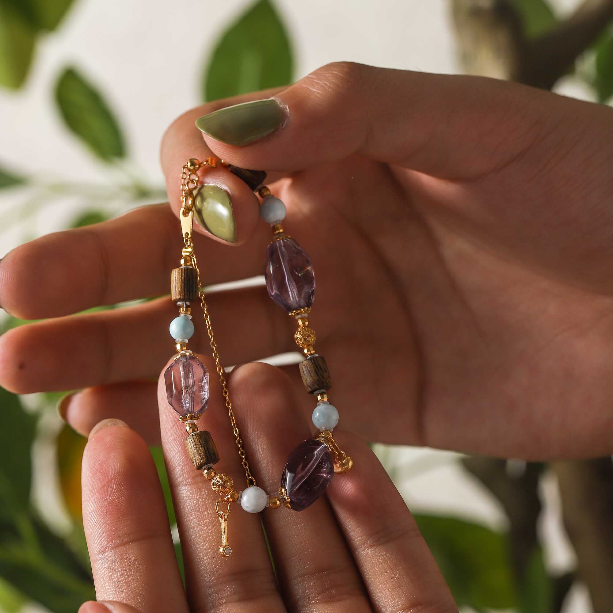 Forest Whisper – Amethyst, Green Kyara & Ocean Jasper Bracelet