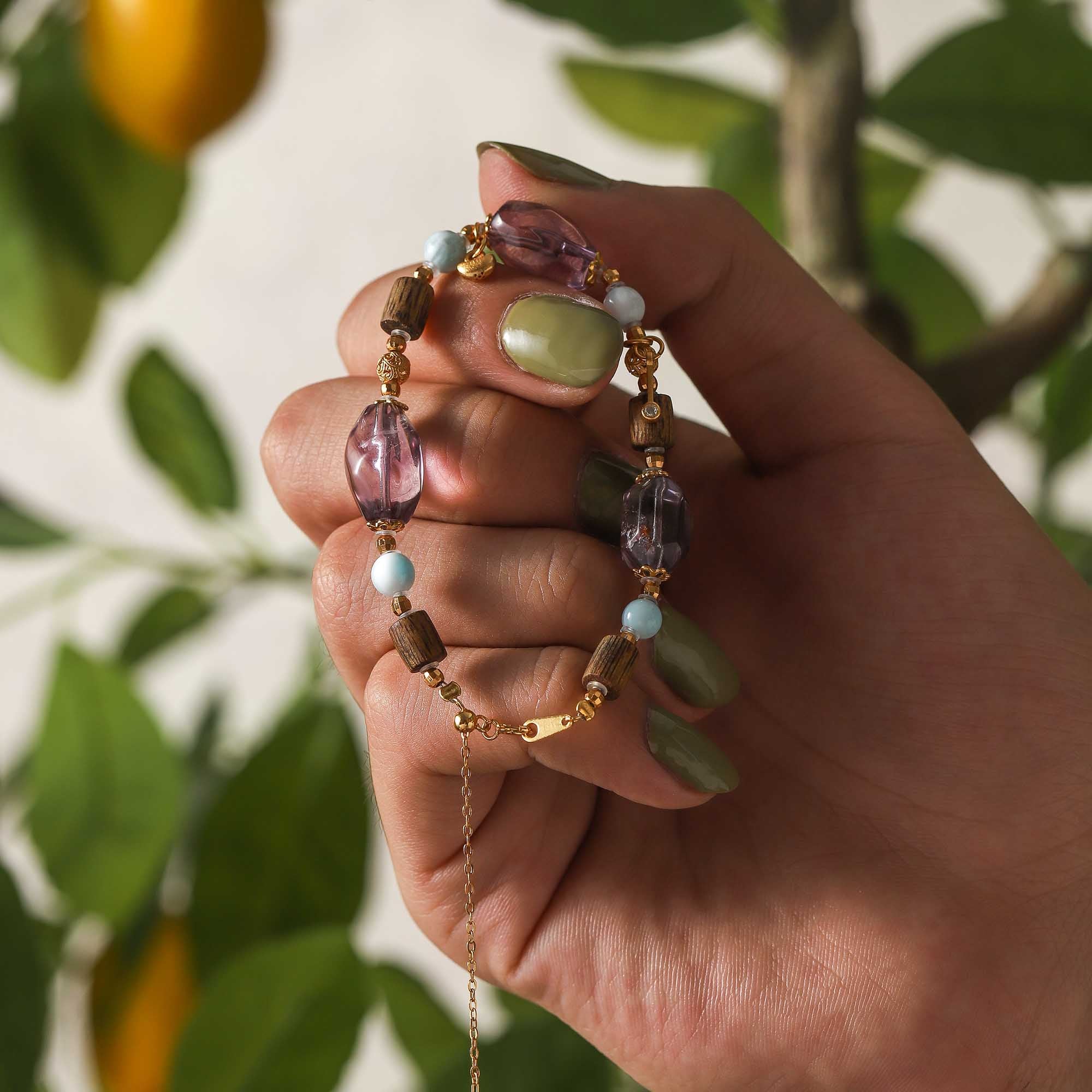 Forest Whisper – Amethyst, Green Kyara & Ocean Jasper Bracelet