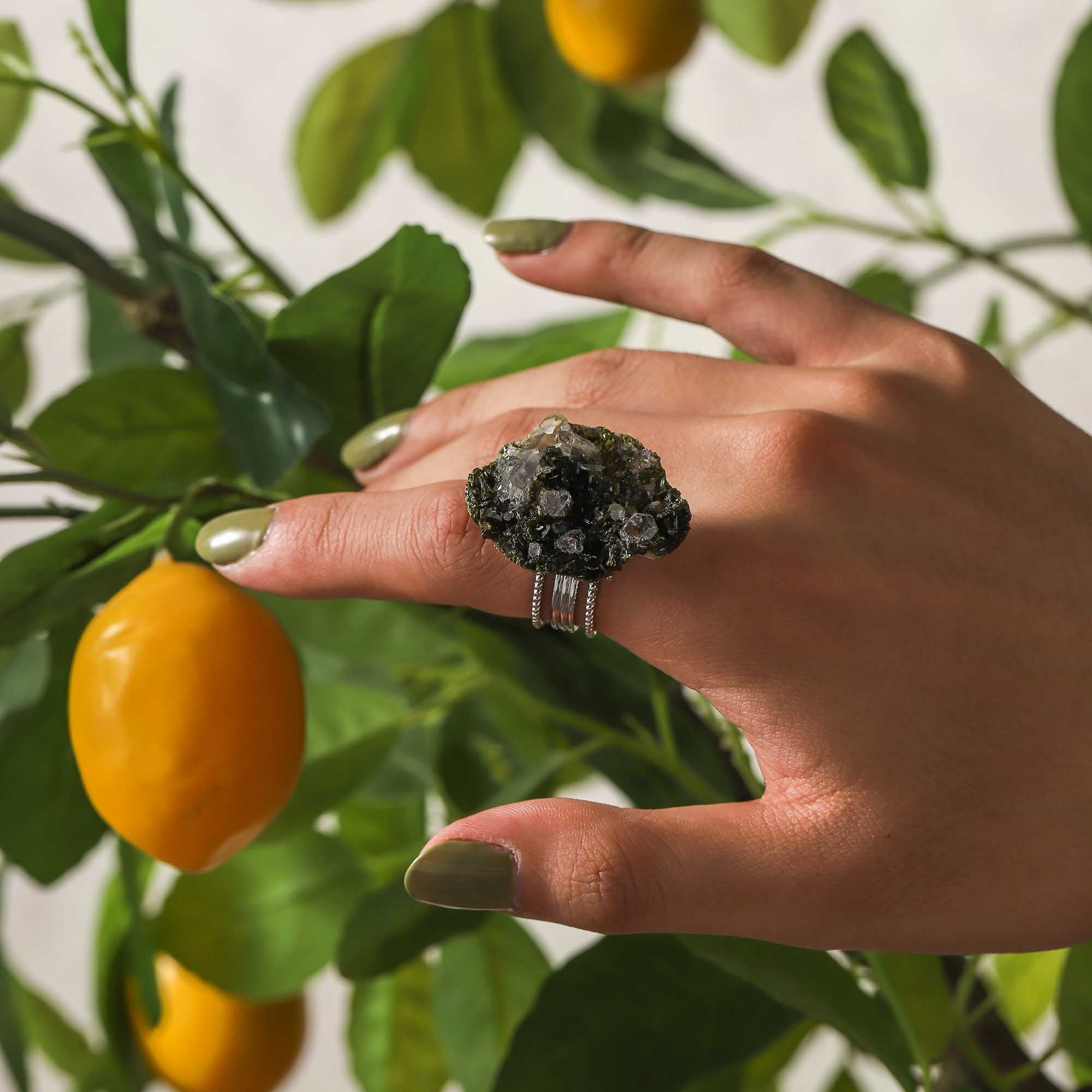 Whisper of the Green – Natural Green Fluorite Ring