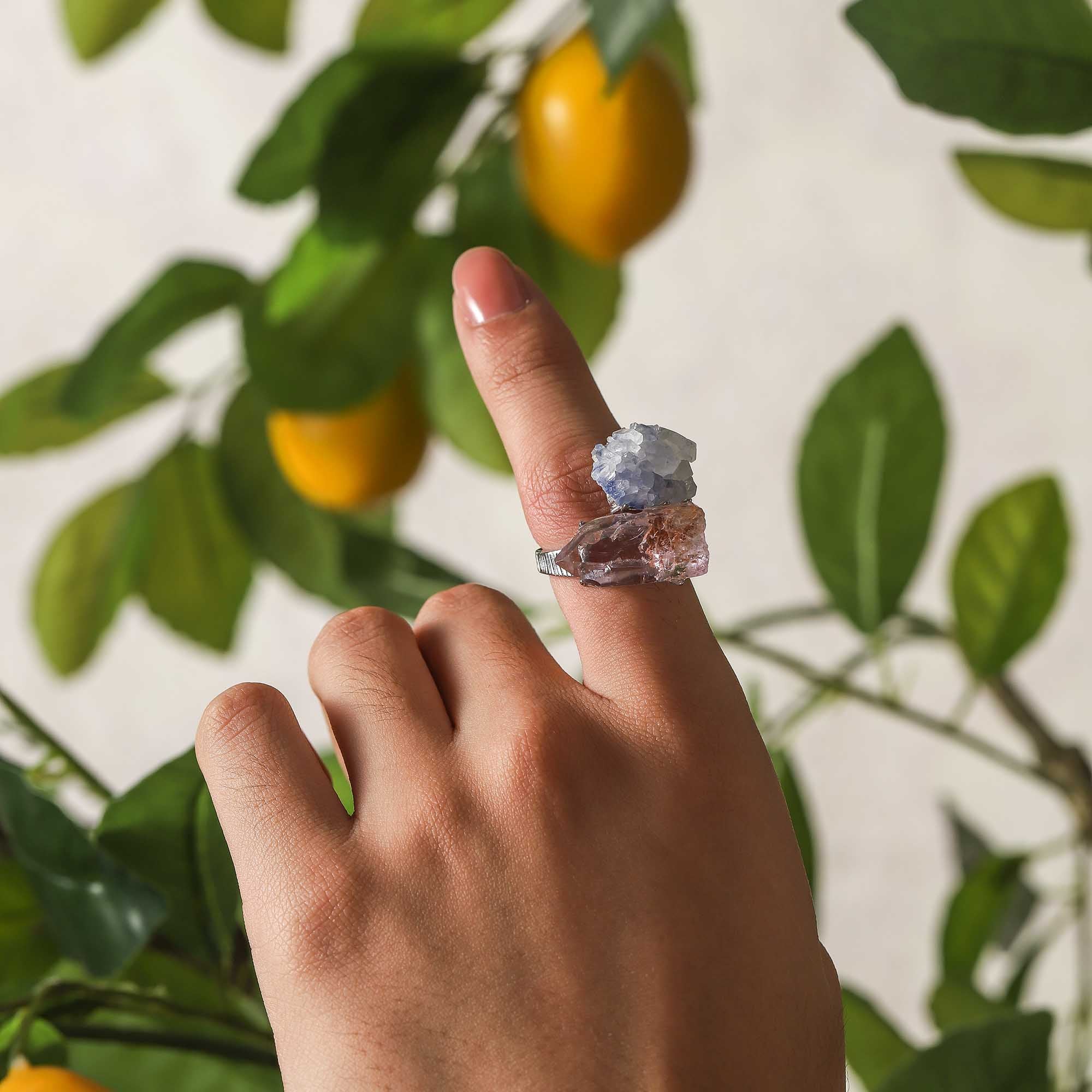 Stellar Nexus – Blue Line Stone & Purple Bone Ring