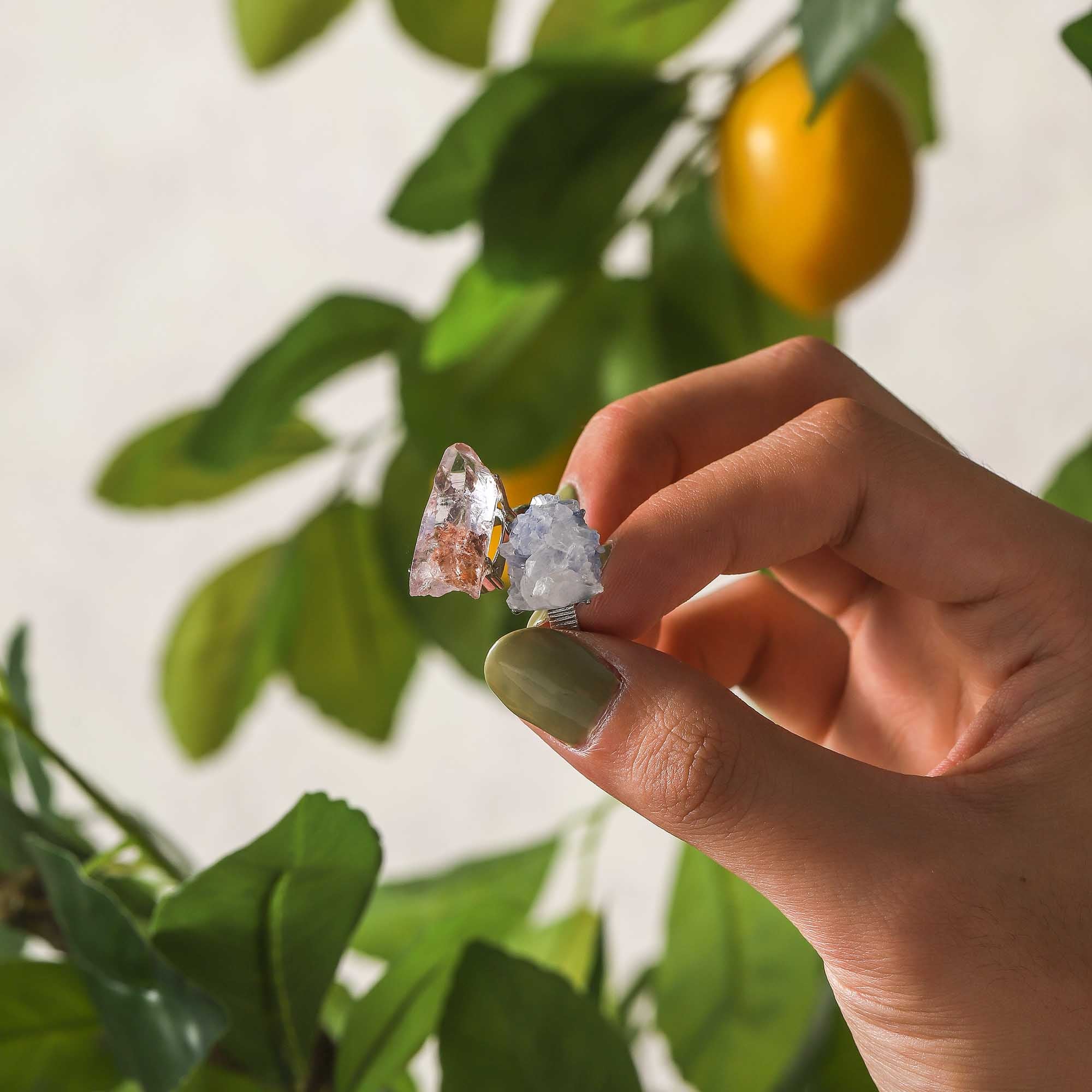 Stellar Nexus – Blue Line Stone & Purple Bone Ring