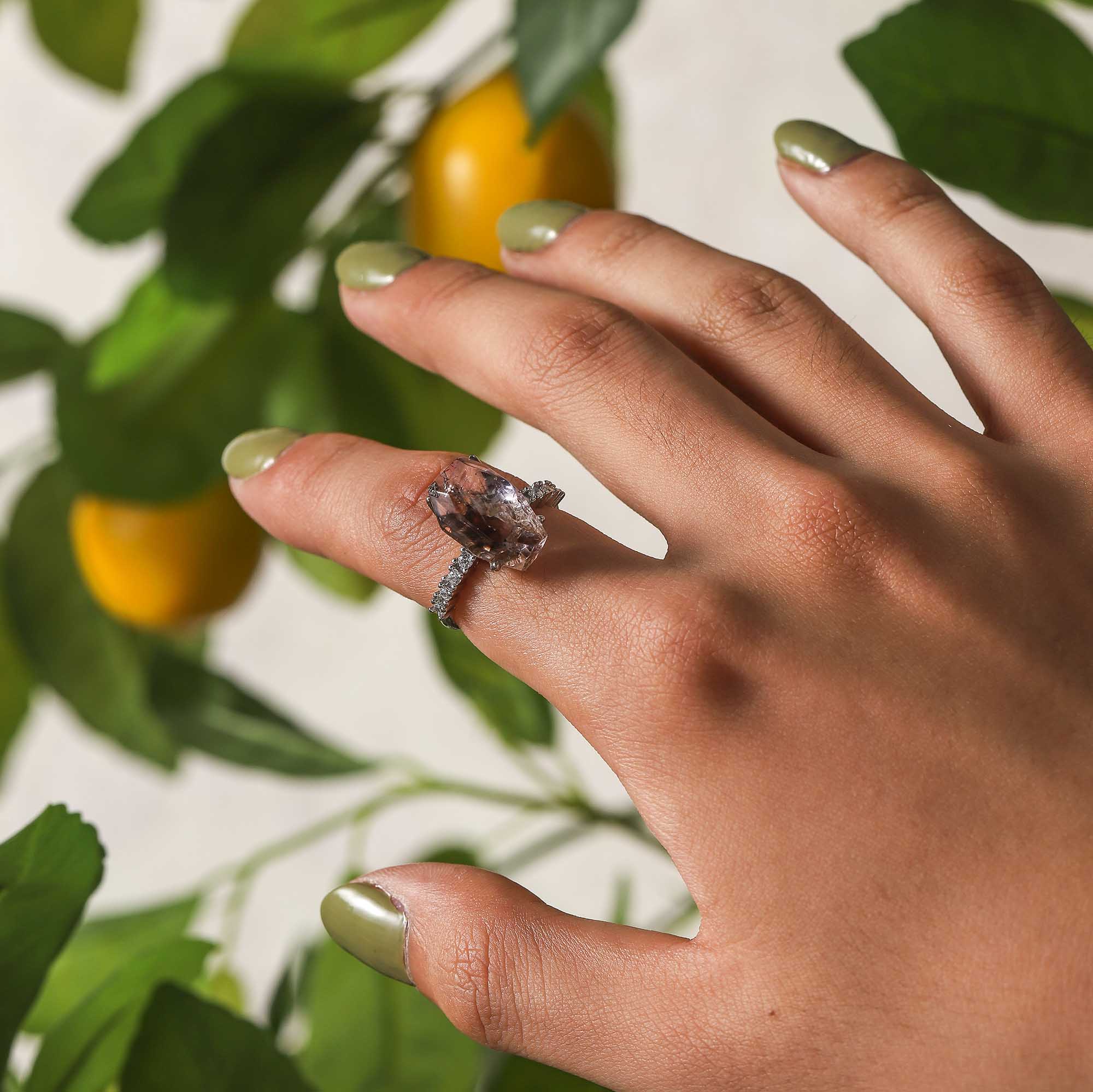 Nocturnal Secrets – Black Super Seven Hair Crystal Ring