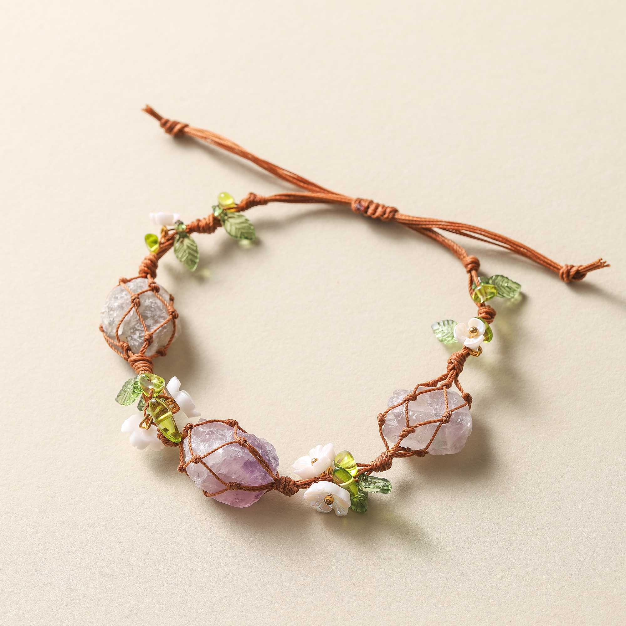 Whispers of the Forest – Amethyst Vine Woven Bracelet