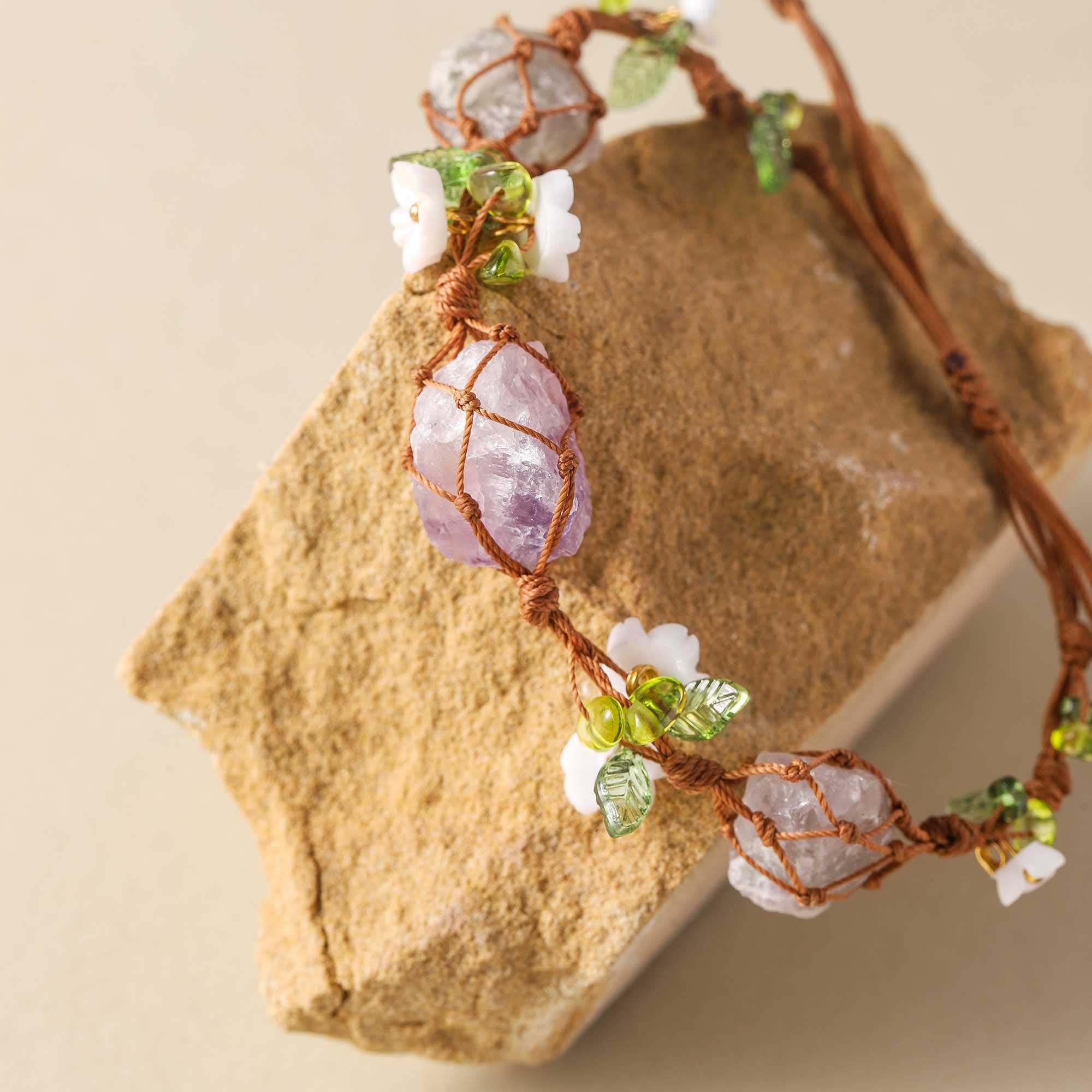 Whispers of the Forest – Amethyst Vine Woven Bracelet