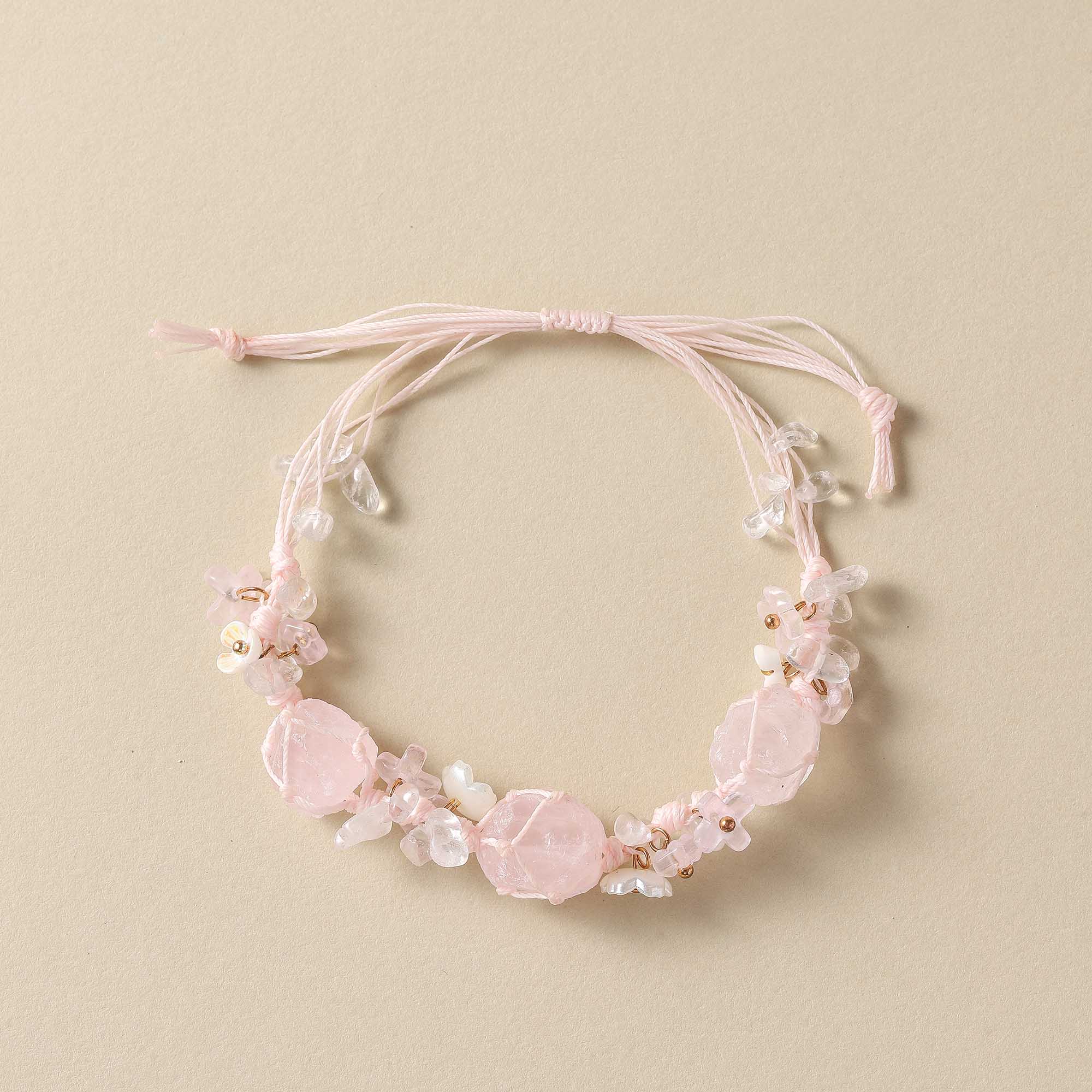 Dreamy Crystal – Rose Quartz Woven Bracelet