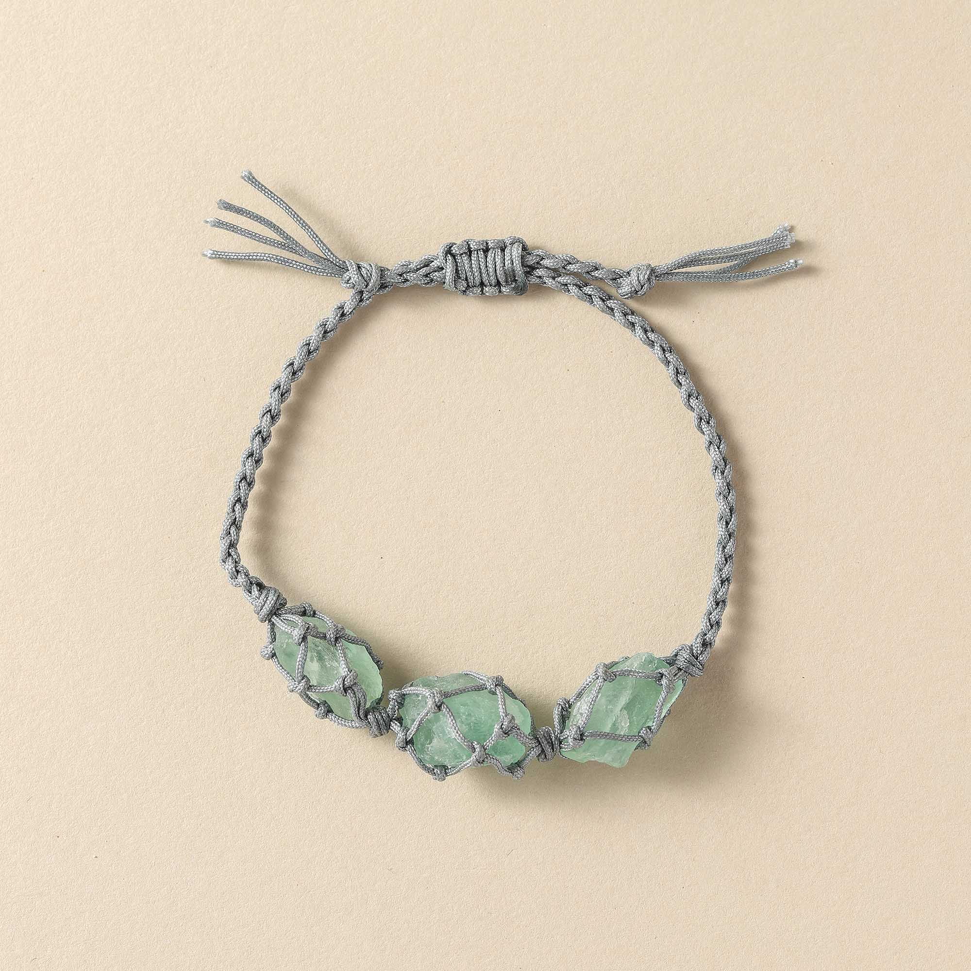 Forest Whisper – Green Crystal Woven Bracelet