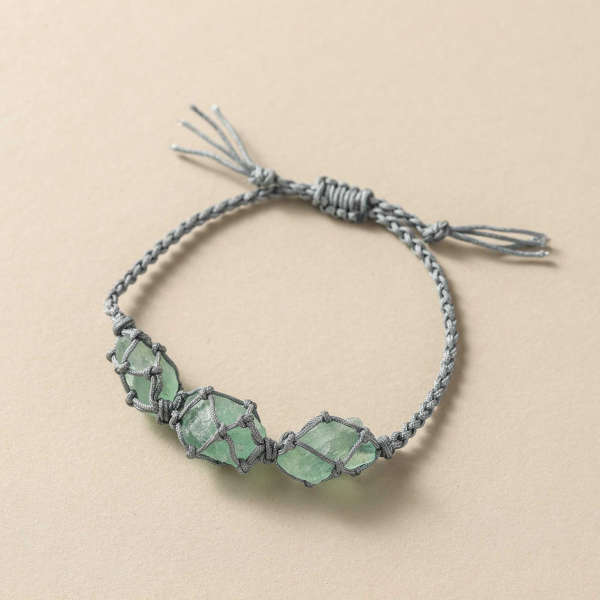 Forest Whisper – Green Crystal Woven Bracelet