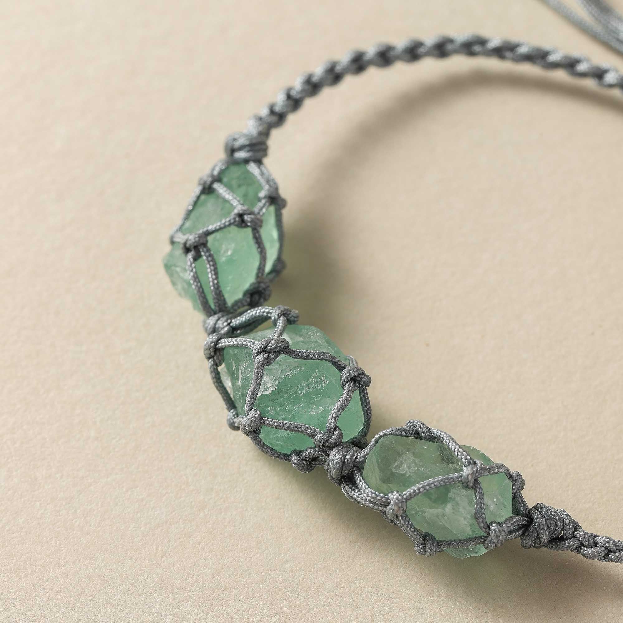 Forest Whisper – Green Crystal Woven Bracelet
