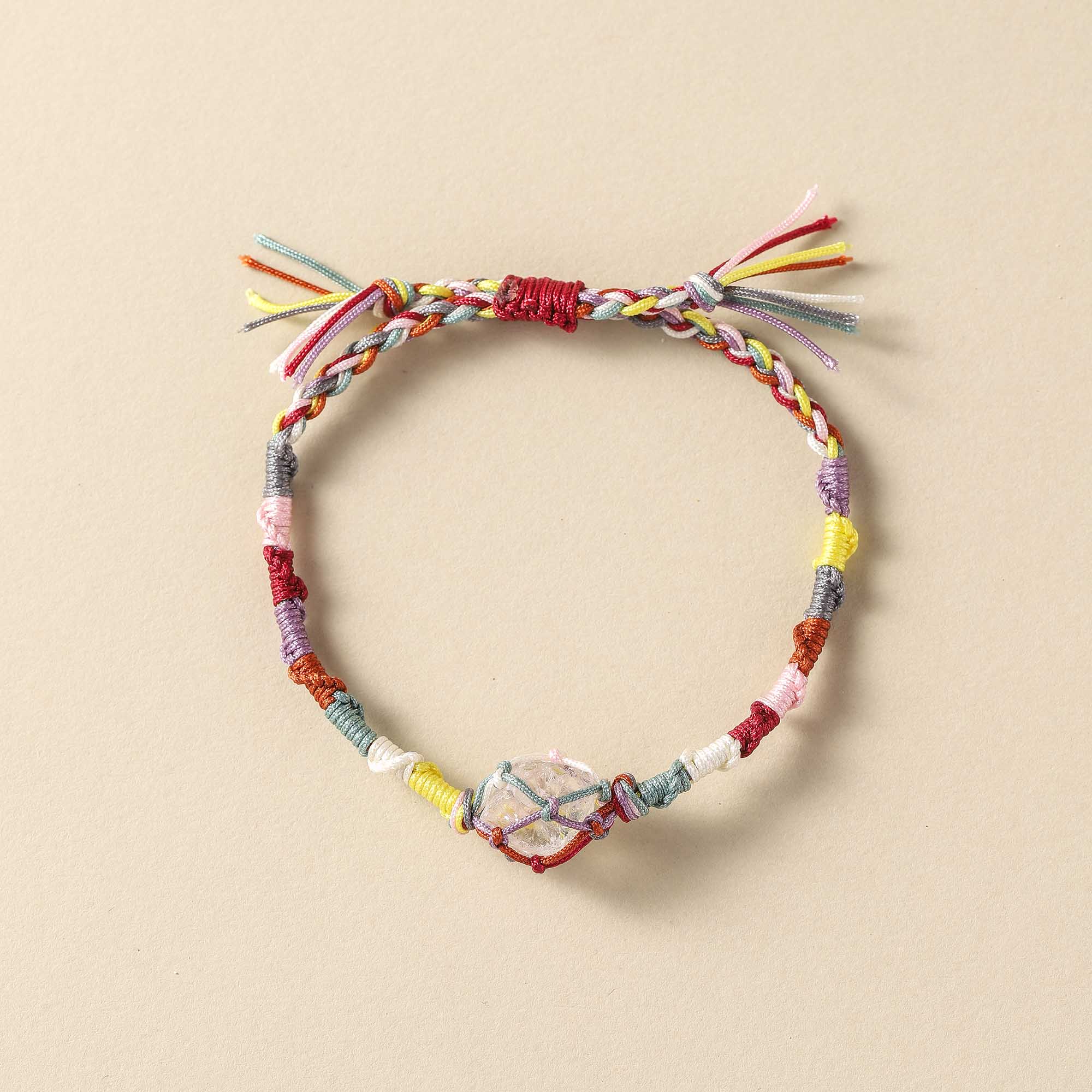 Five Elements Guardian – Multicolor Woven White Quartz Bracelet