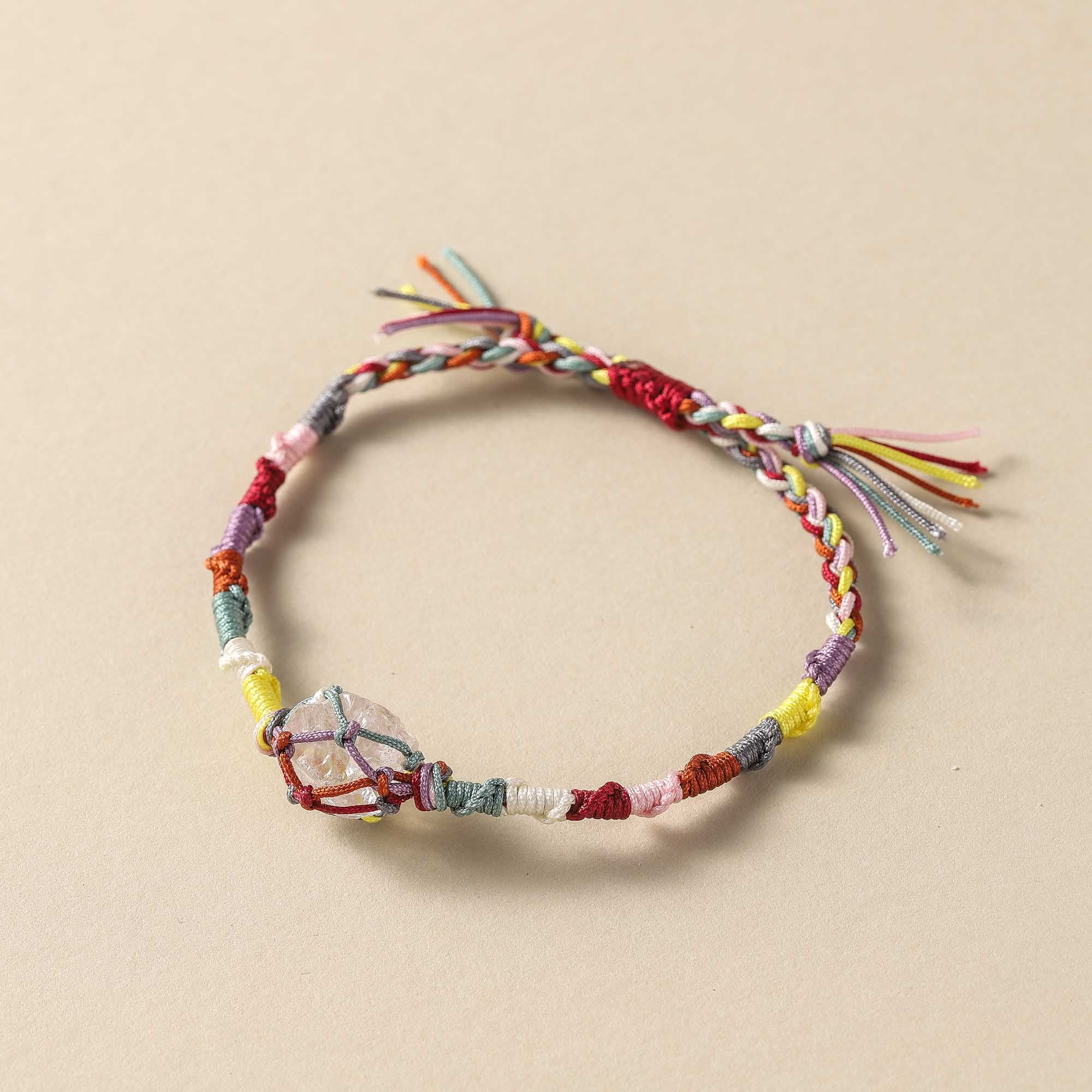 Five Elements Guardian – Multicolor Woven White Quartz Bracelet
