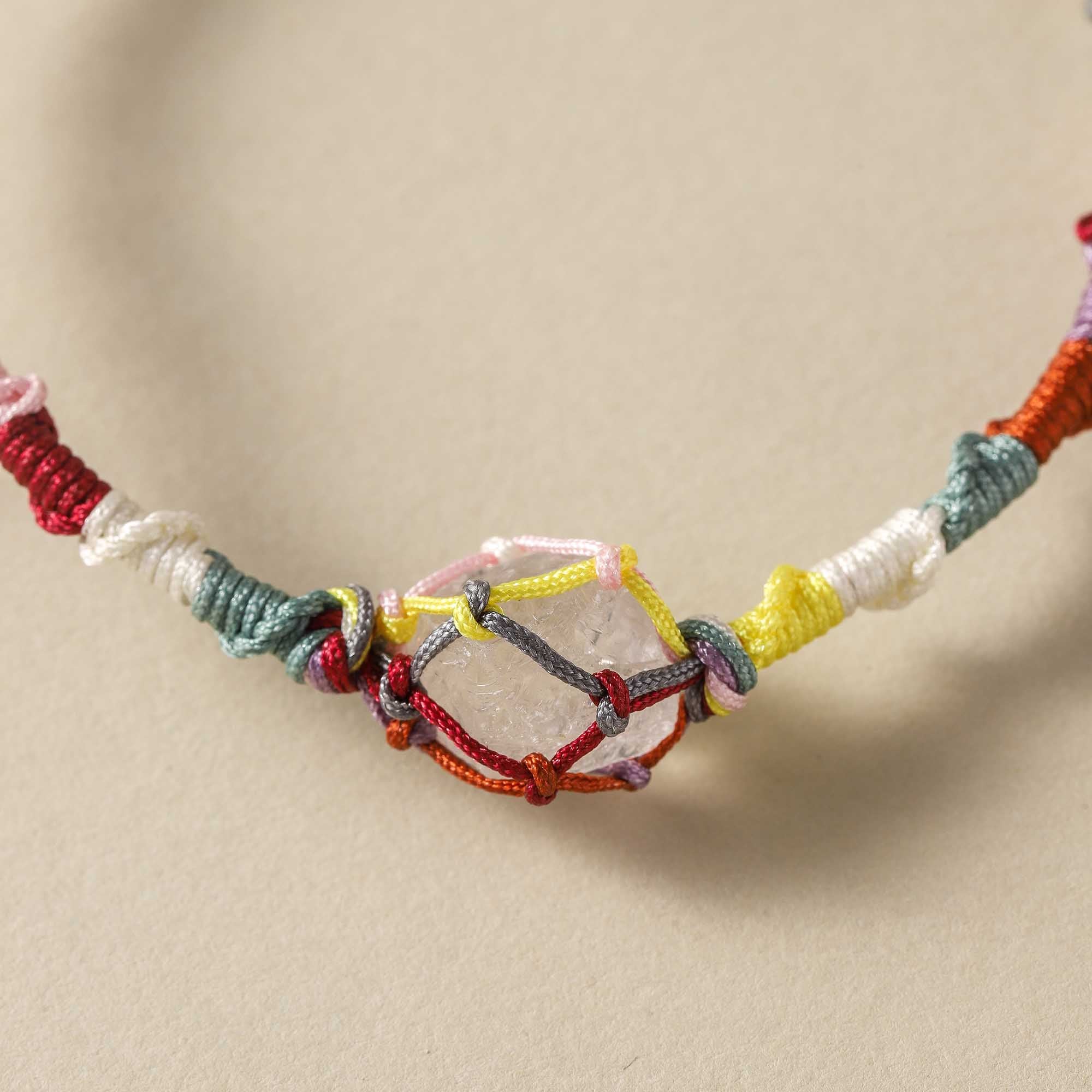 Five Elements Guardian – Multicolor Woven White Quartz Bracelet