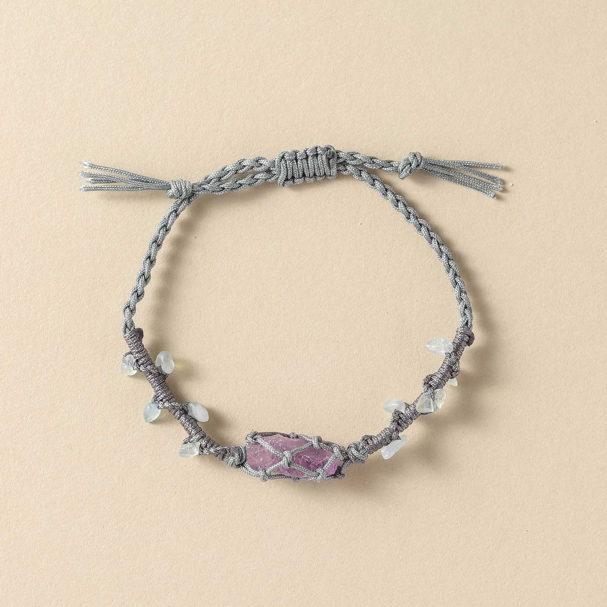 Song of the Sea – Amethyst & Aquamarine Woven Bracelet