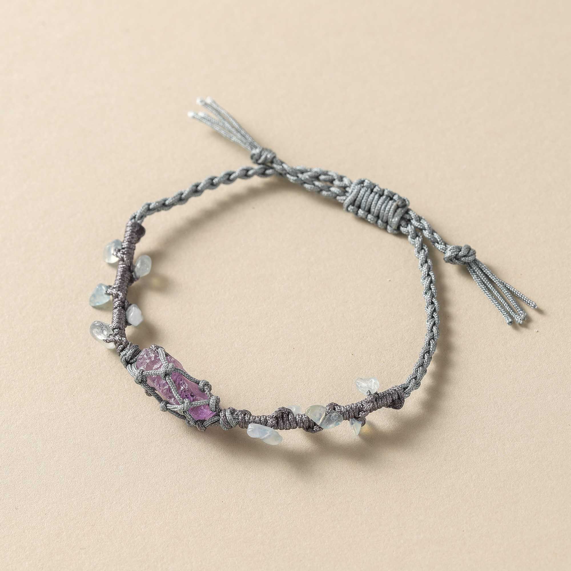 Song of the Sea – Amethyst & Aquamarine Woven Bracelet