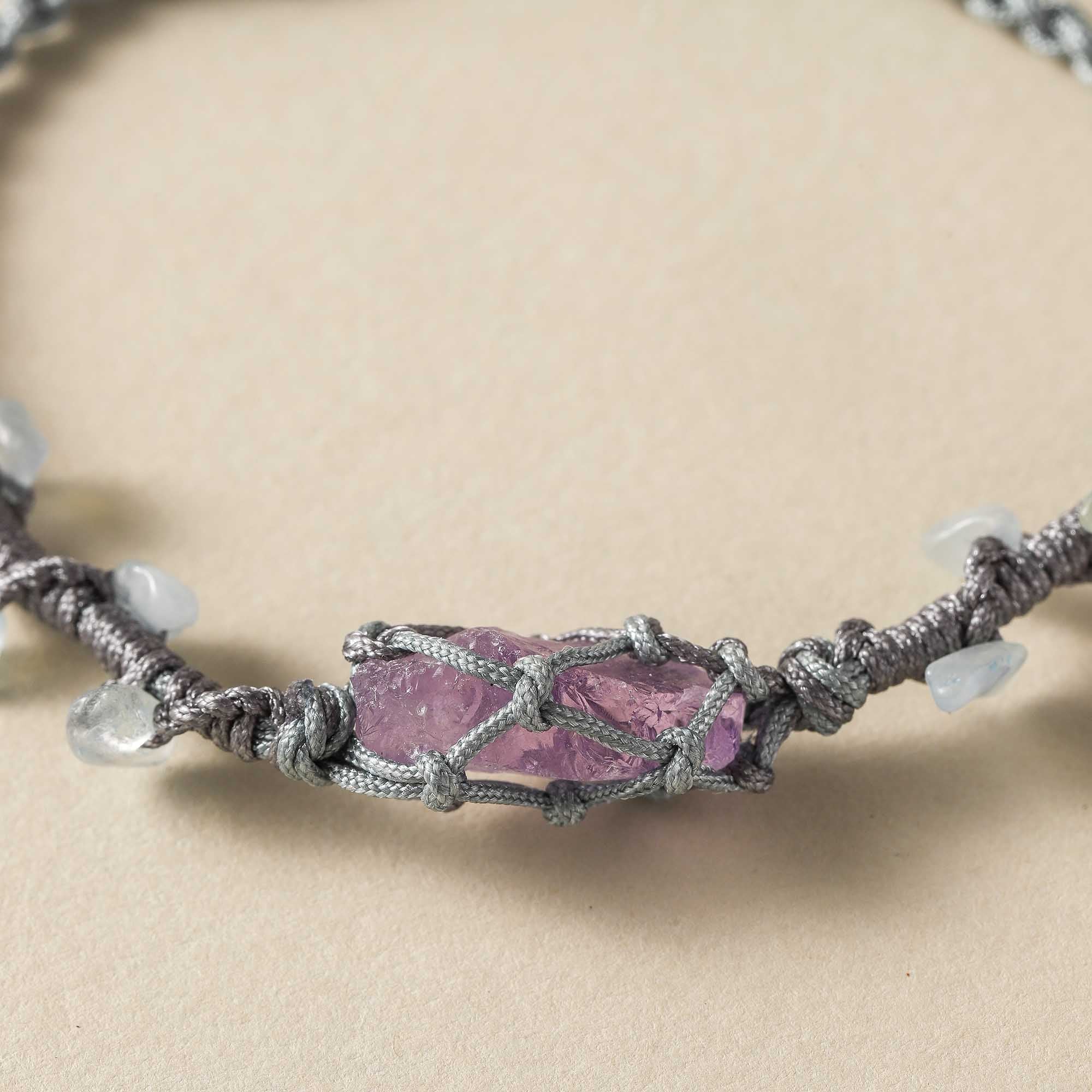 Song of the Sea – Amethyst & Aquamarine Woven Bracelet