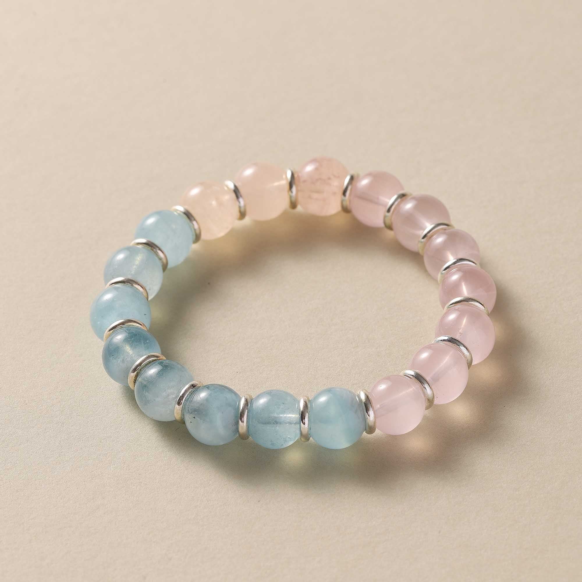 Morning Haze – Blue Moonstone & Rose Quartz Bracelet