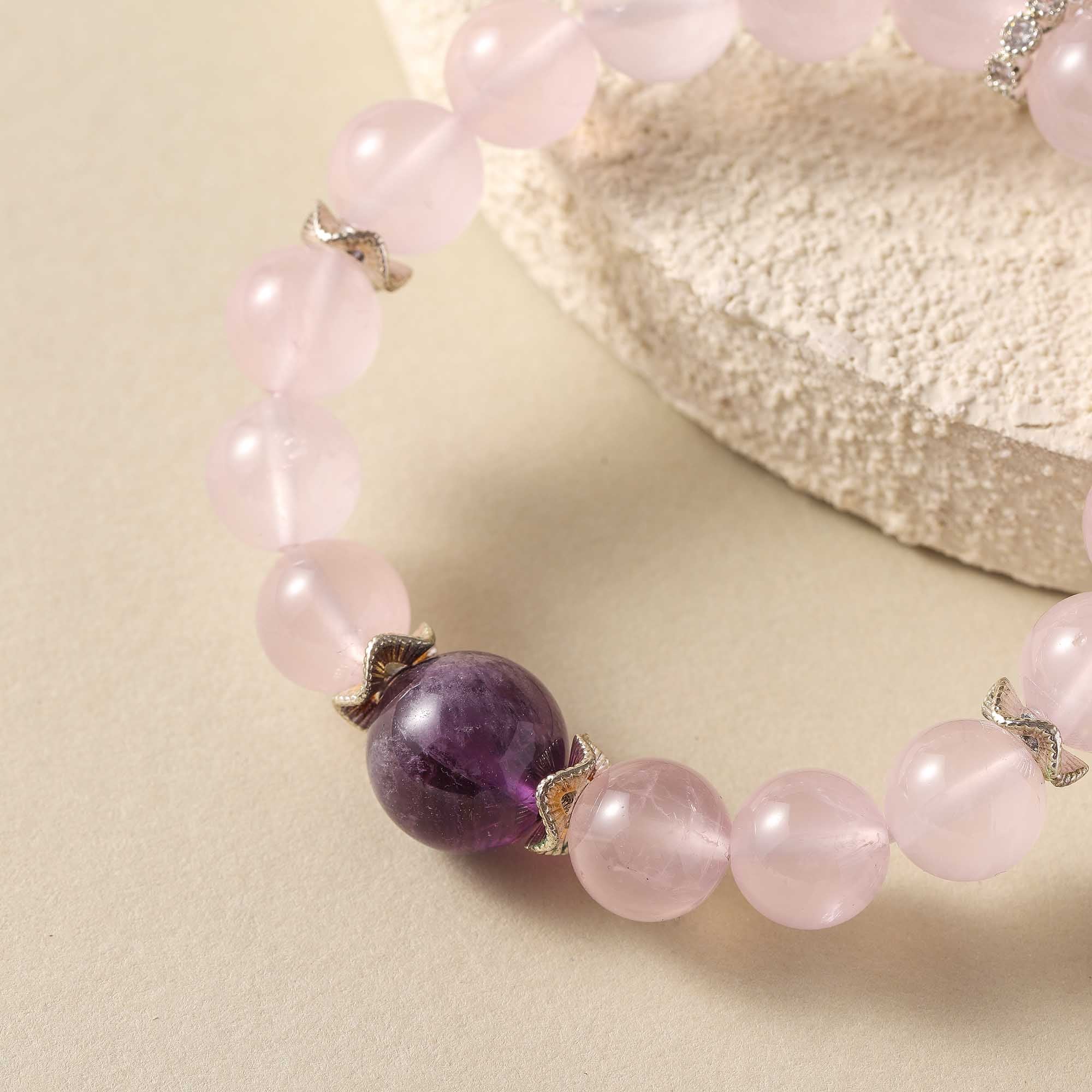 Moonlit Petals – Amethyst Accent Bracelet