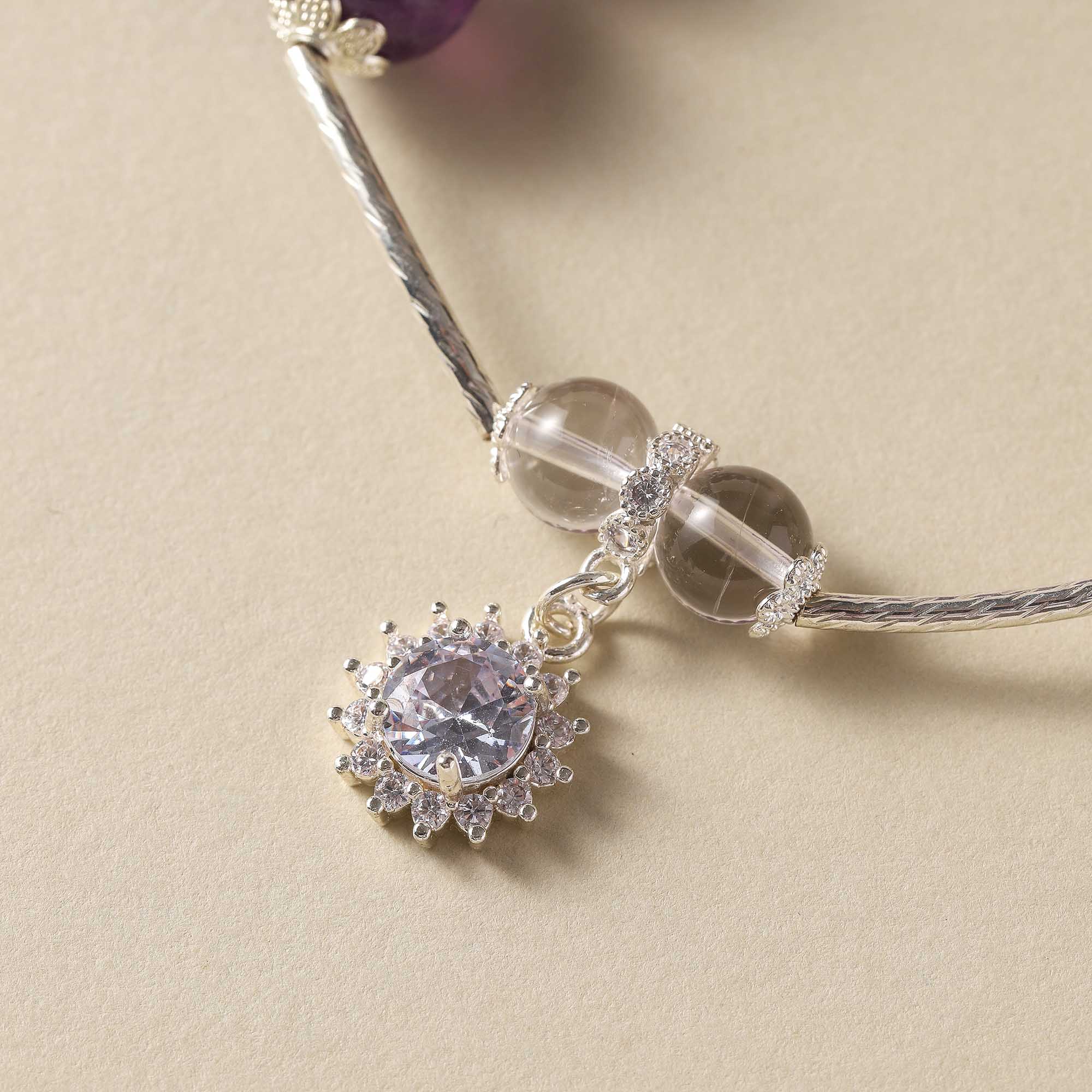 Sundial Glow – Amethyst & Rutilated Quartz Bracelet