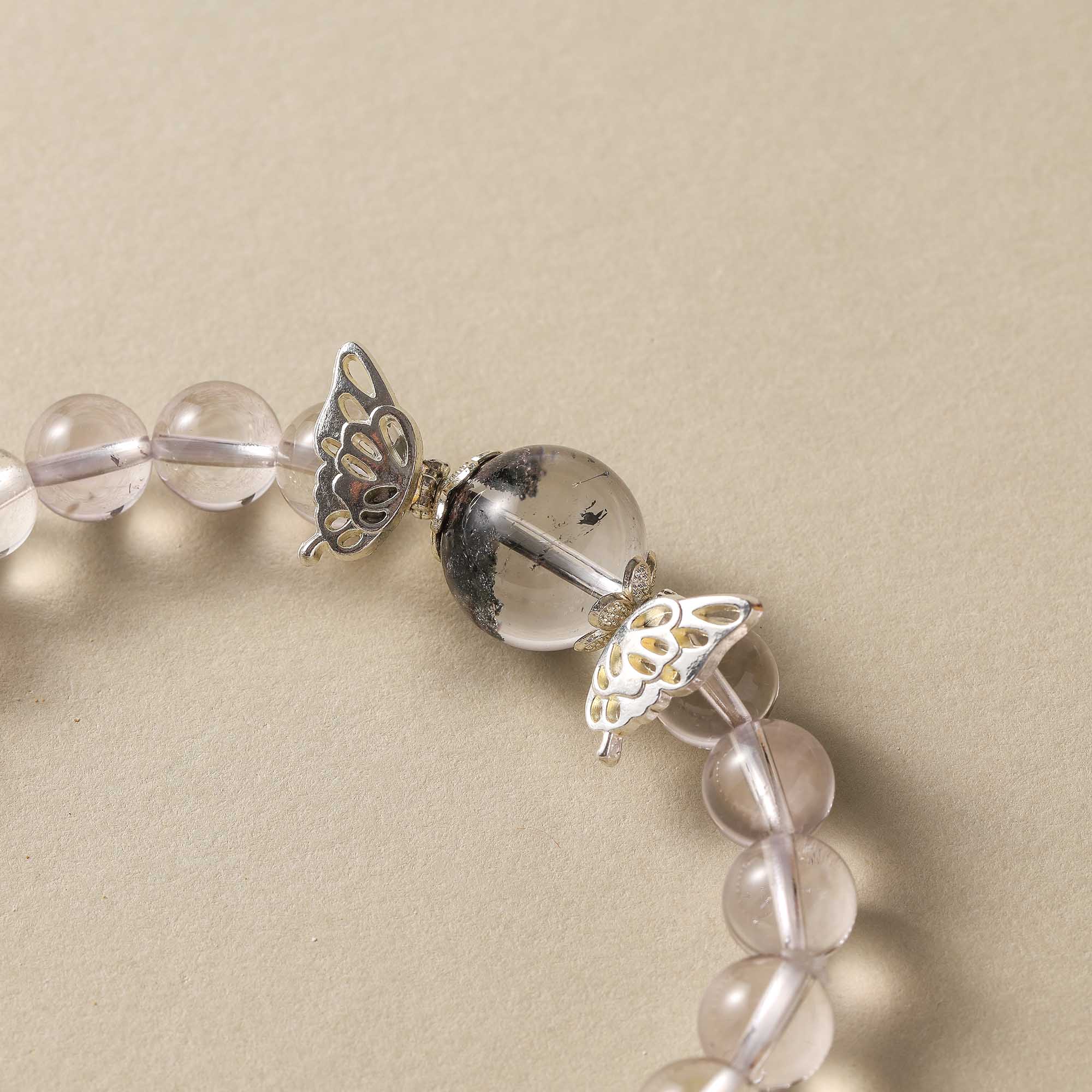 Forest Whispers – Phantom Quartz, Garnet & Clear Quartz Bracelet